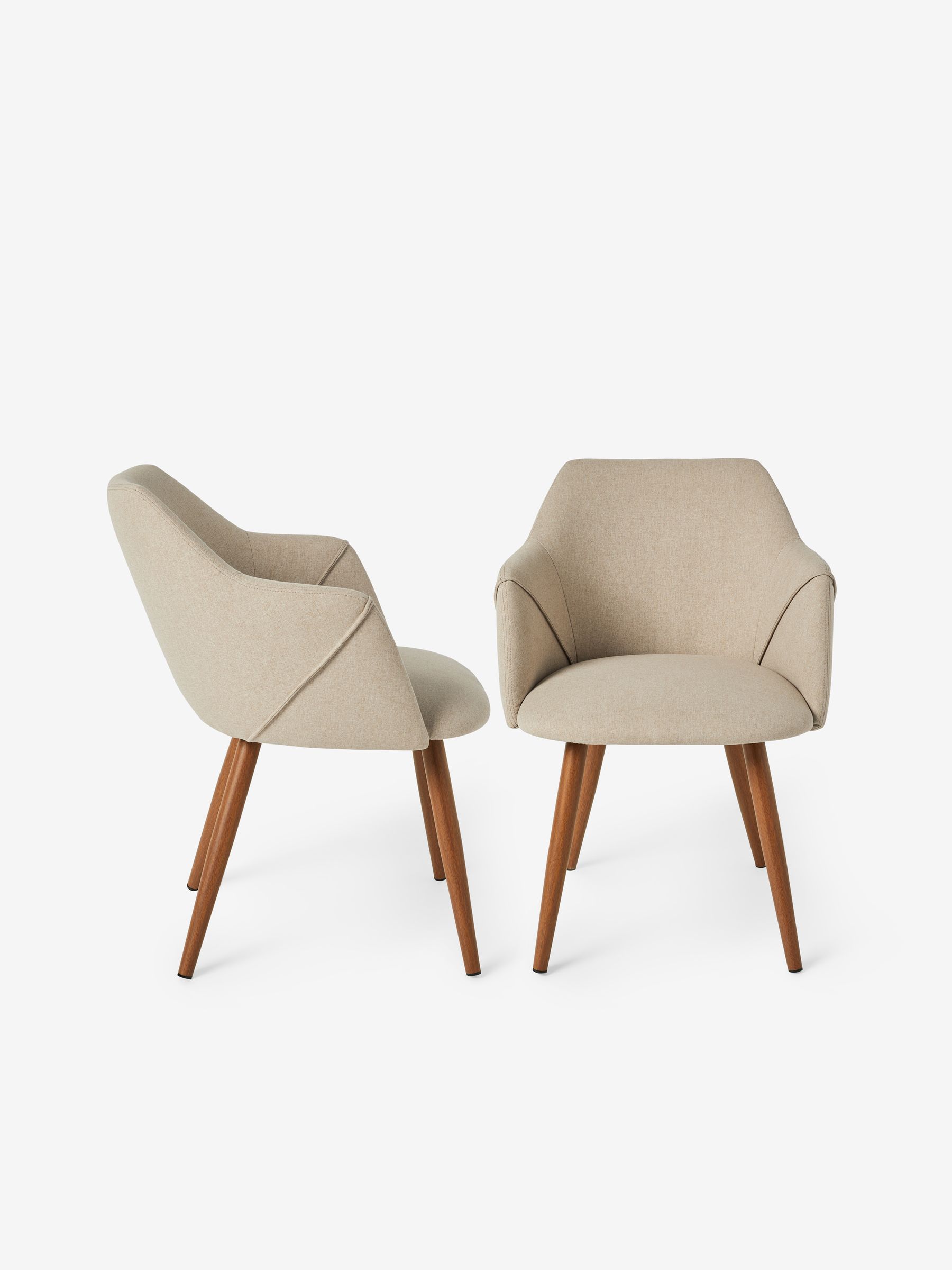 Set of 2 Lule Arm Dining Chairs in Ecru Marl and Walnut Legs - Image 3 of 3