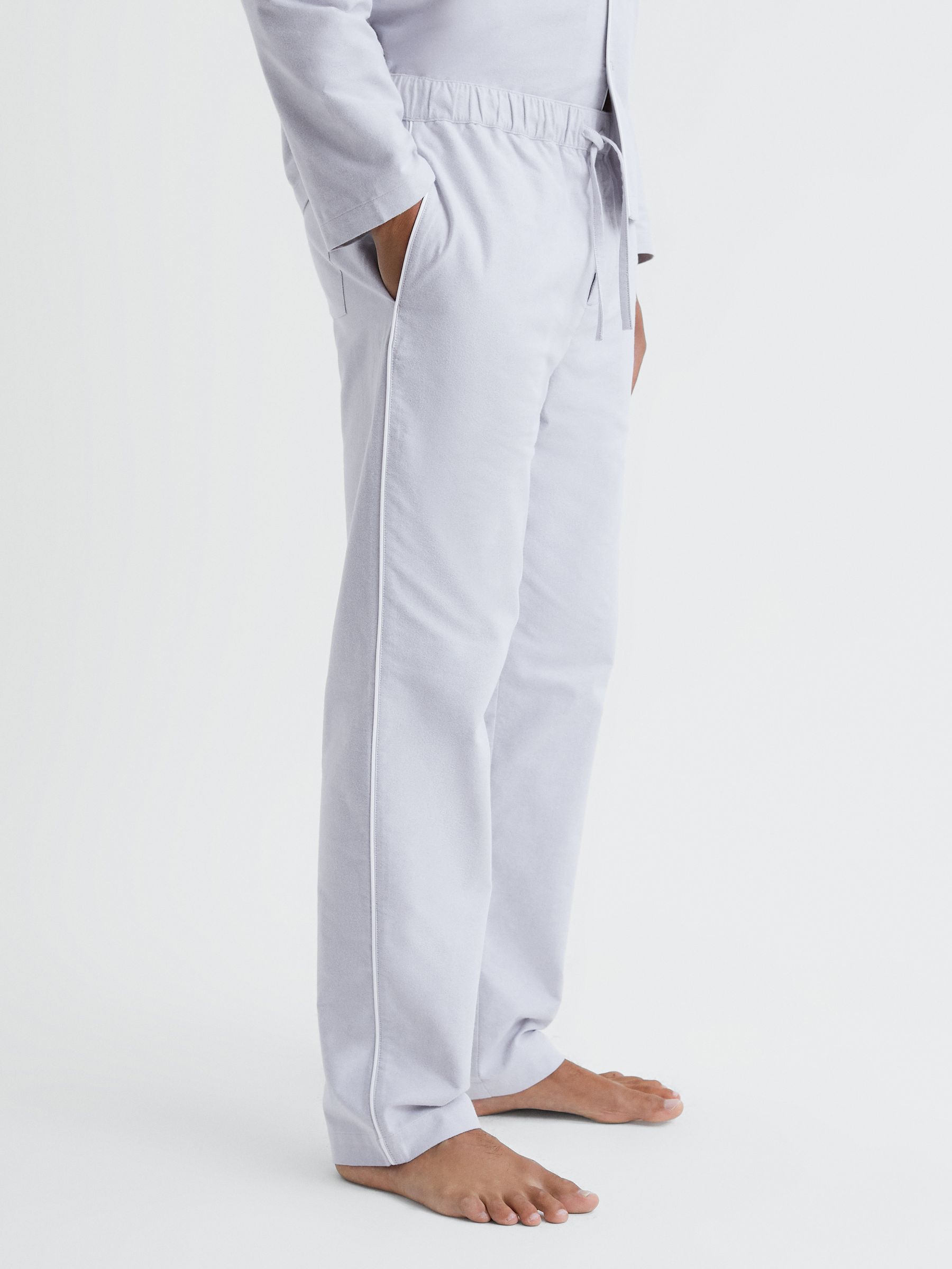 Cotton Drawstring Pyjama Bottoms in Ice Grey - Image 1 of 5
