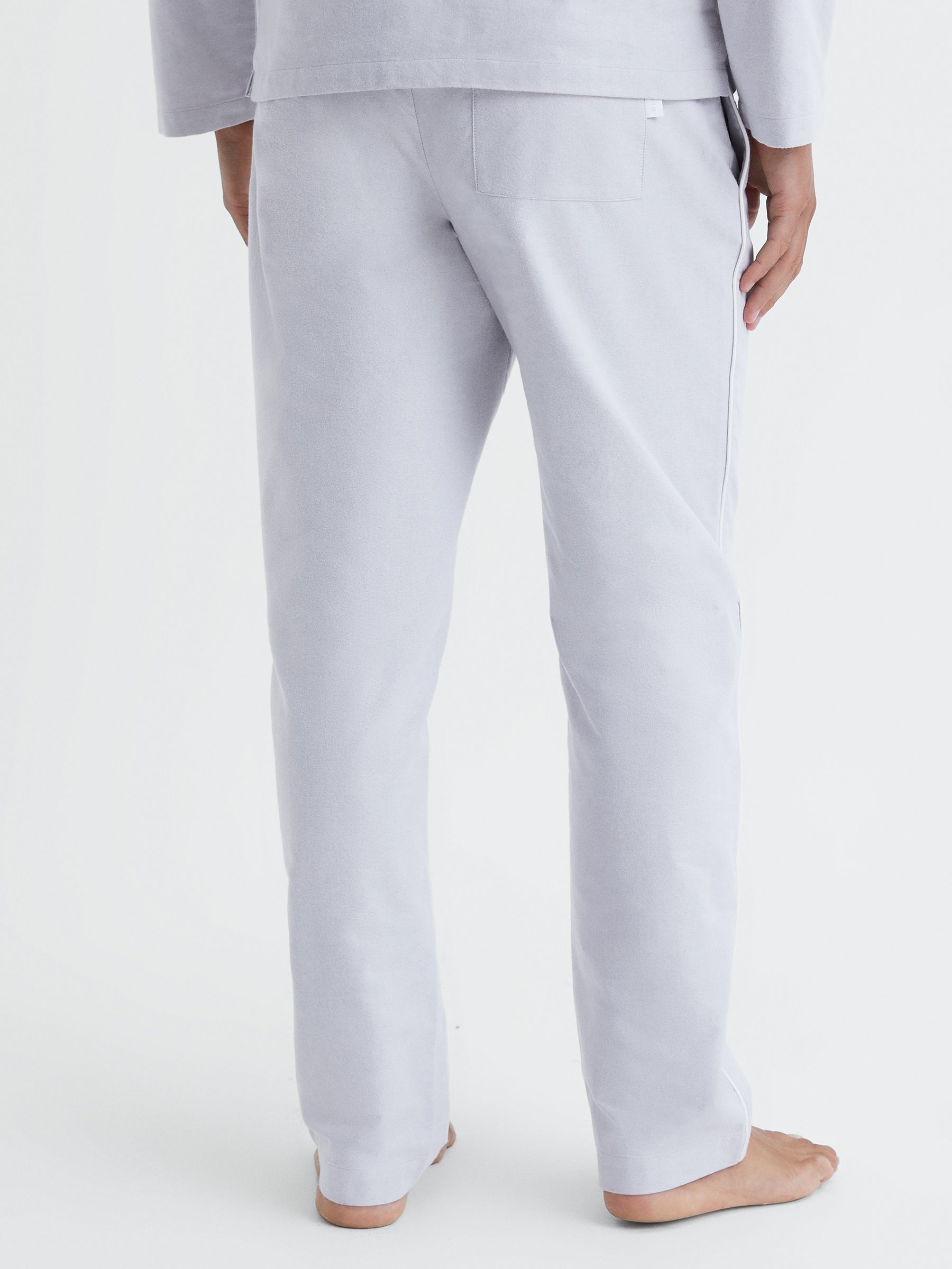 Cotton Drawstring Pyjama Bottoms in Ice Grey - Image 4 of 5