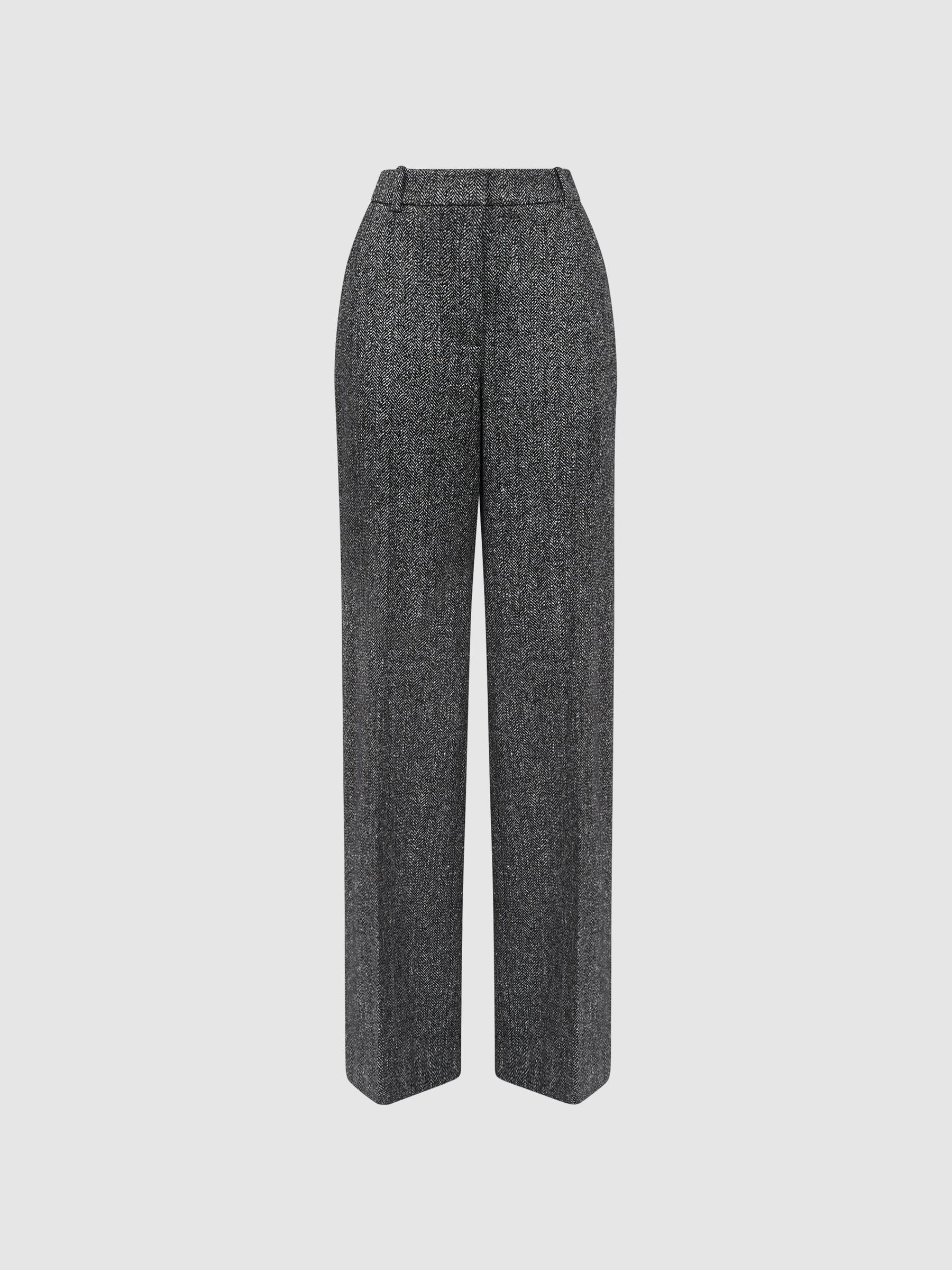 Wide Leg Textured Suit Trousers in Grey - Image 2 of 4