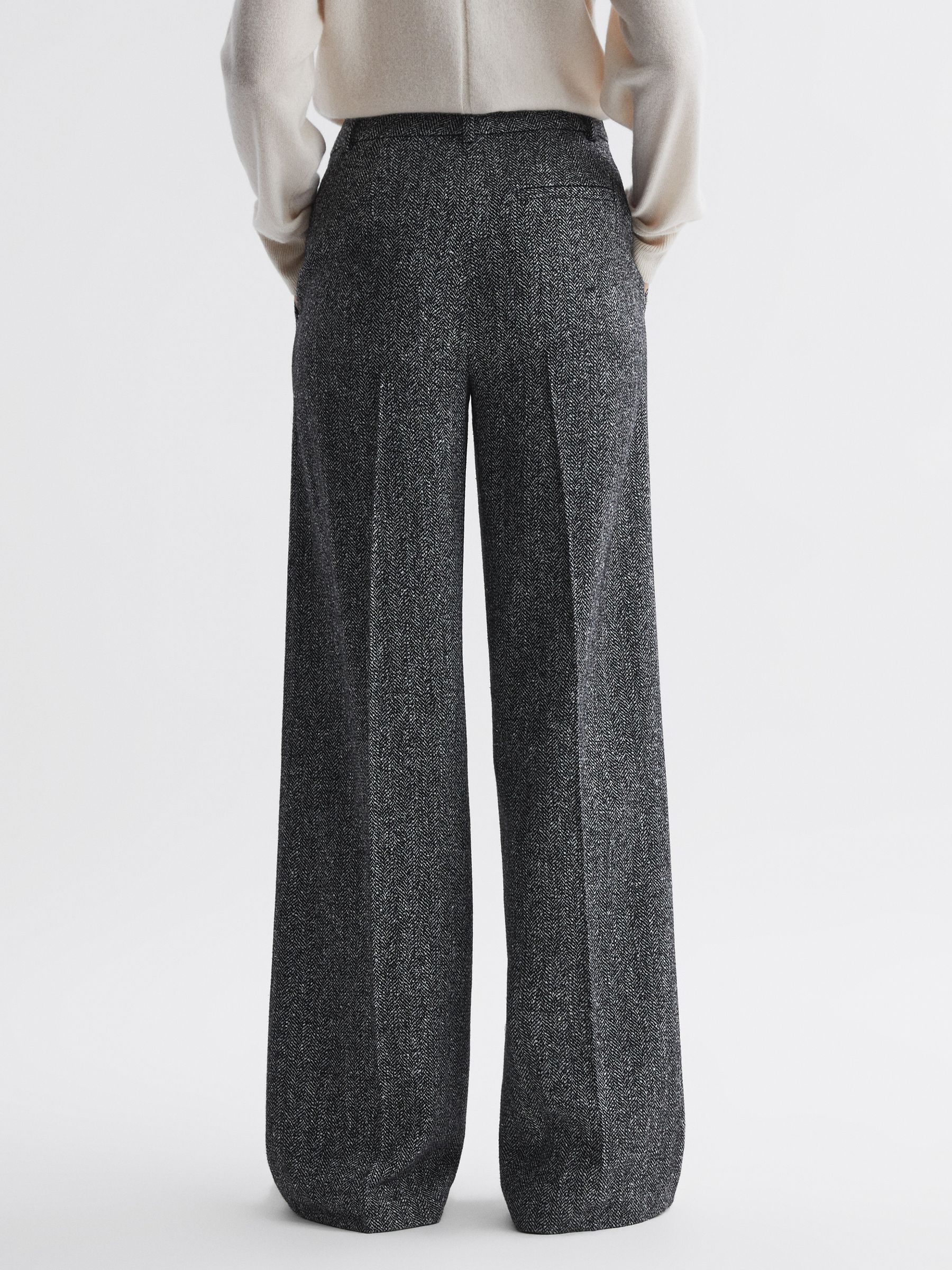 Wide Leg Textured Suit Trousers in Grey - Image 4 of 4
