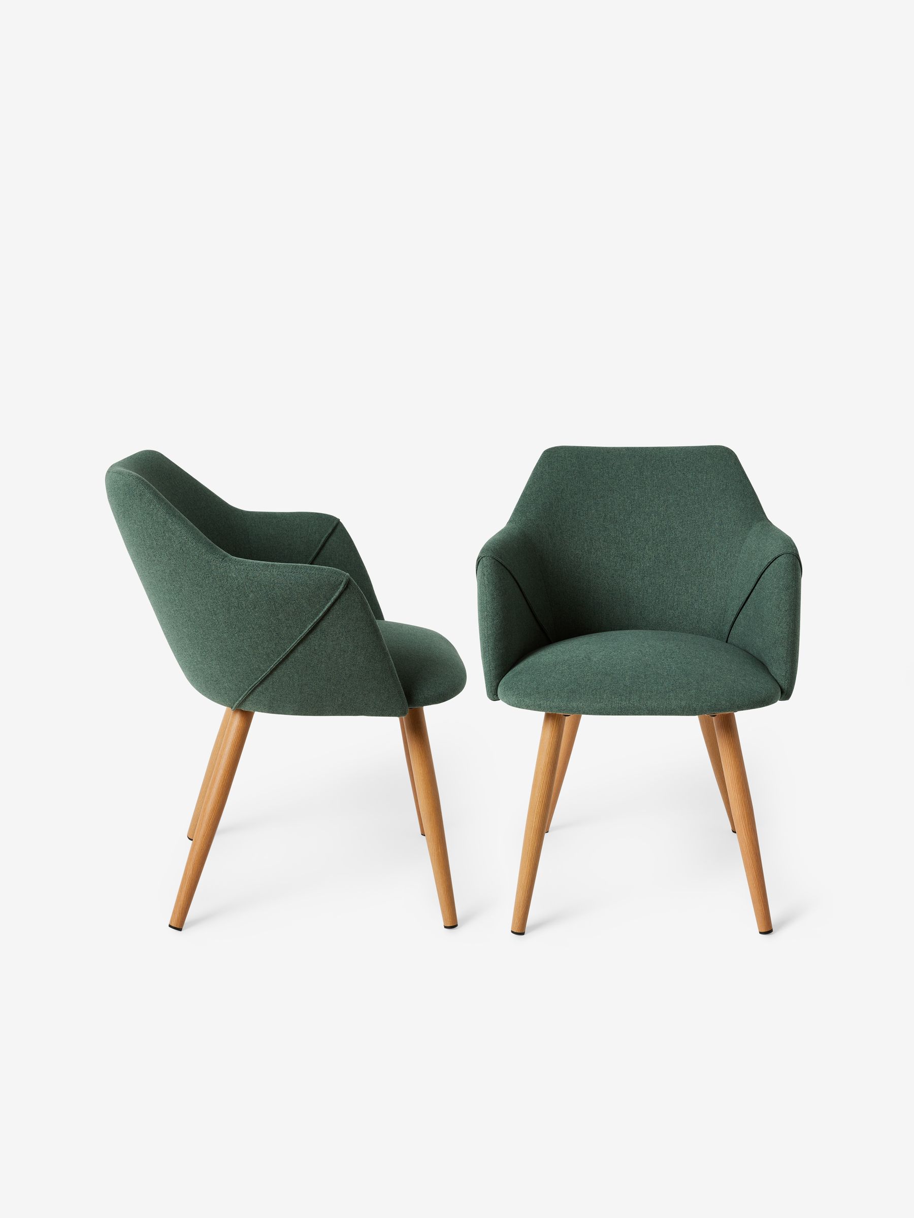 Set of 2 Lule Arm Dining Chairs in Bay Green and Oak Legs - Image 3 of 3