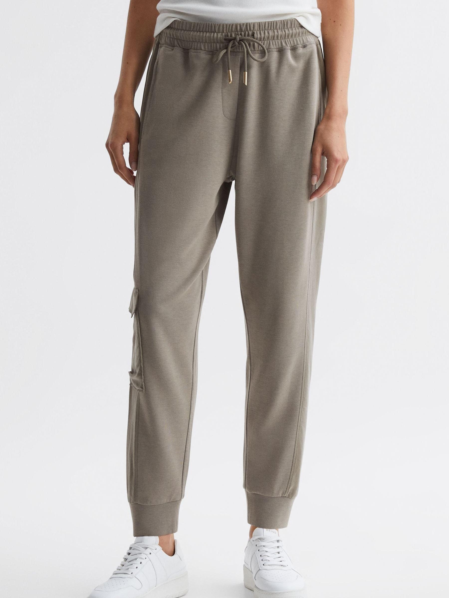 Hybrid Side Stripe Drawstring Joggers in Khaki - Image 1 of 4