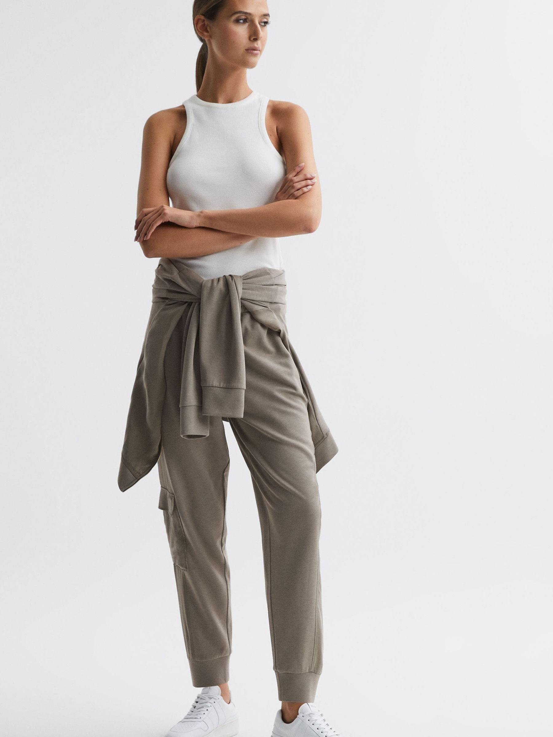 Hybrid Side Stripe Drawstring Joggers in Khaki - Image 3 of 4