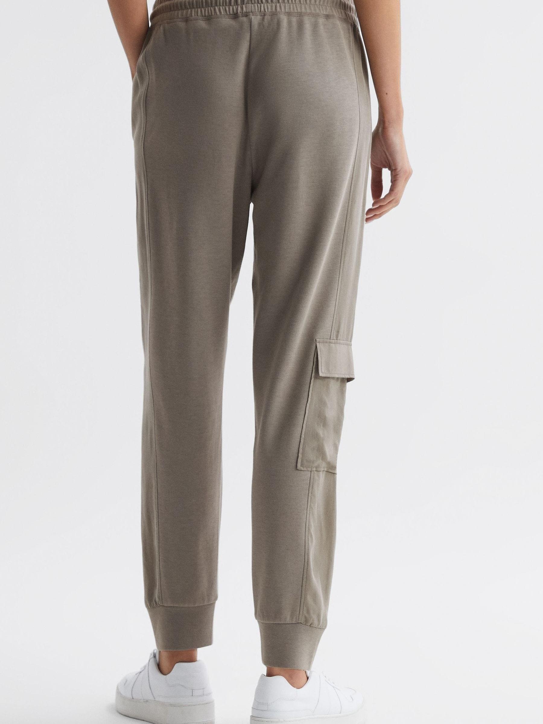 Hybrid Side Stripe Drawstring Joggers in Khaki - Image 4 of 4