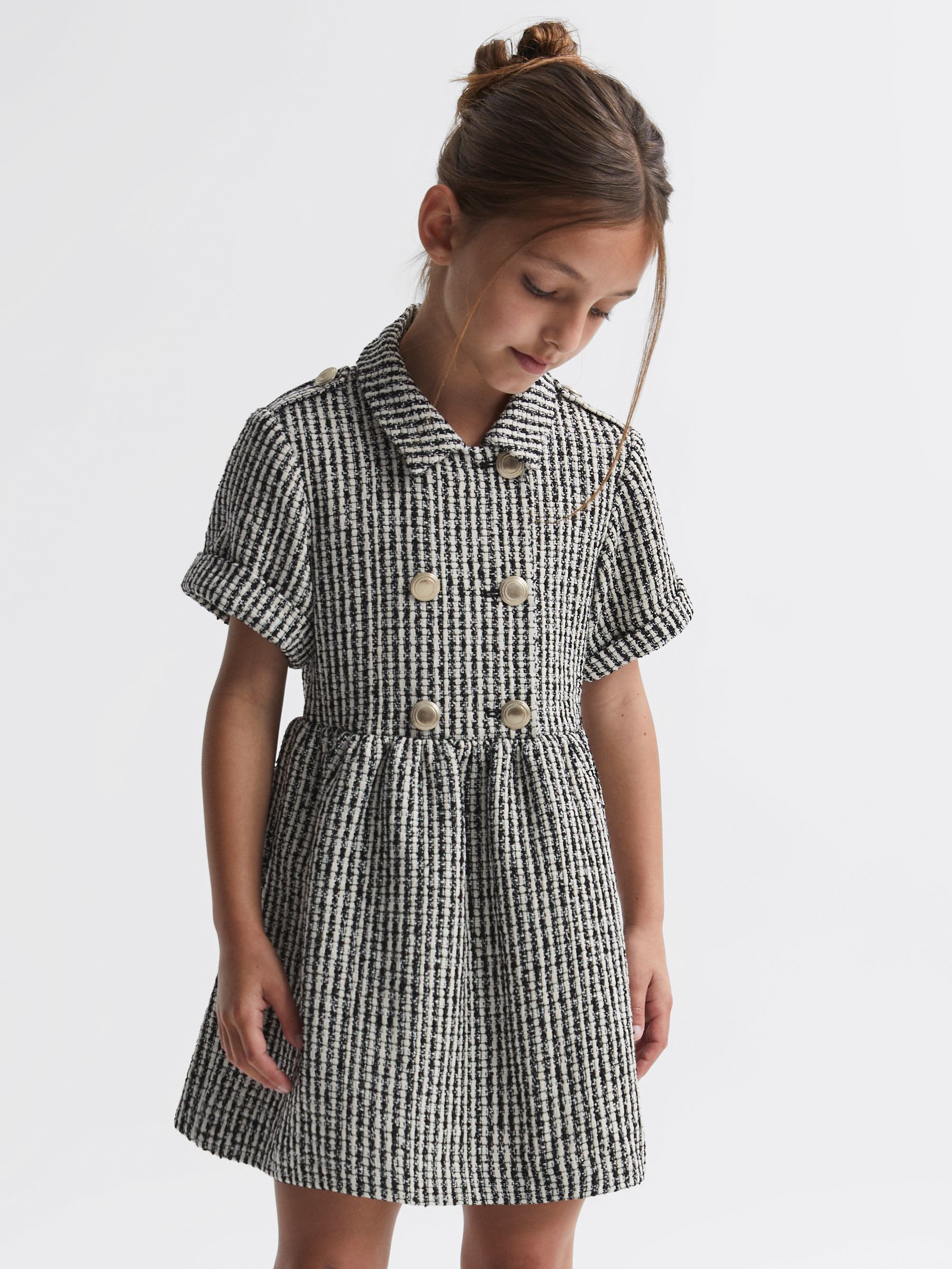4-9 yrs Tweed Double Breasted Dress in Multi - Image 4 of 5
