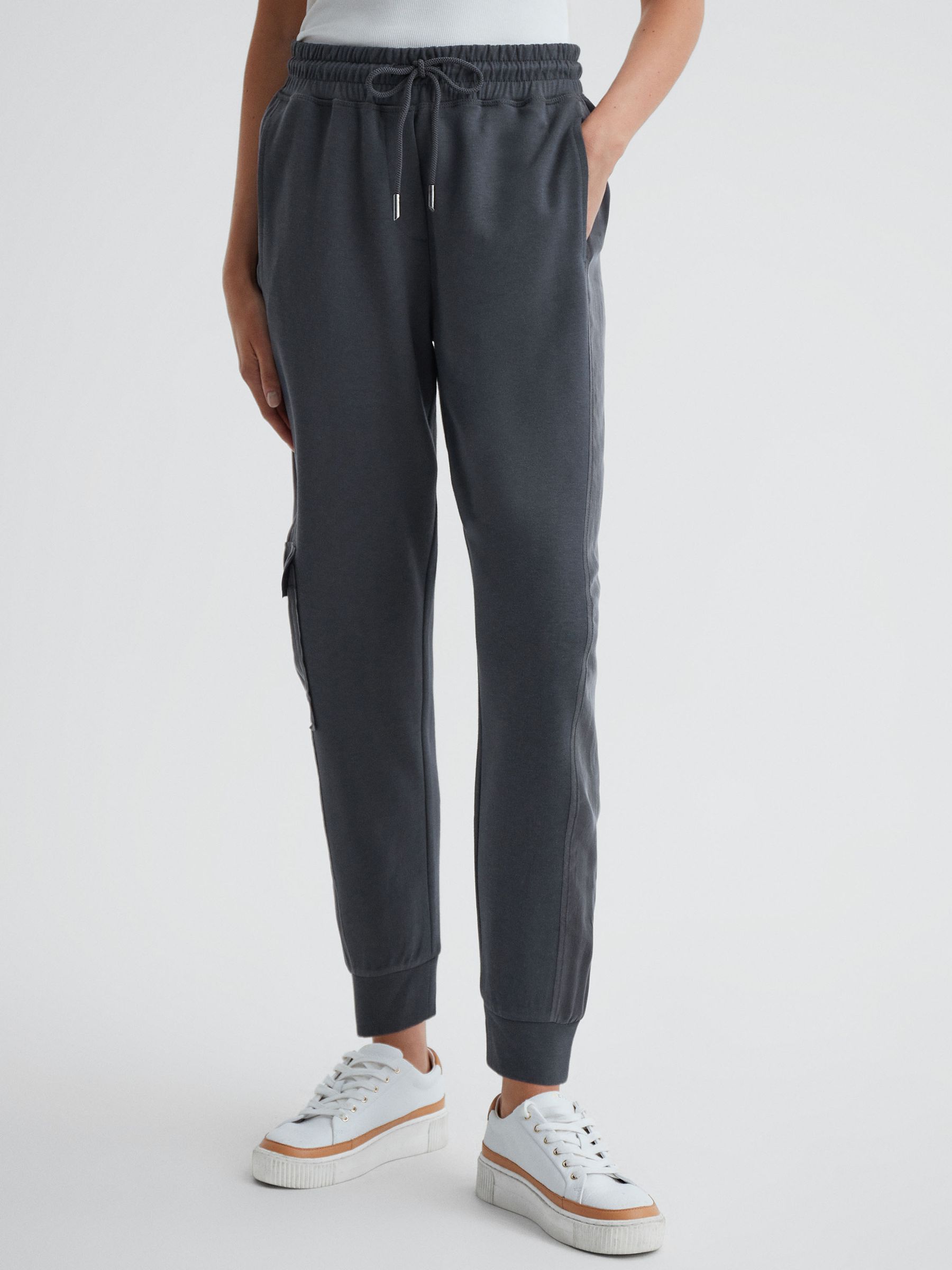 Hybrid Side Stripe Drawstring Joggers in Charcoal - Image 1 of 5