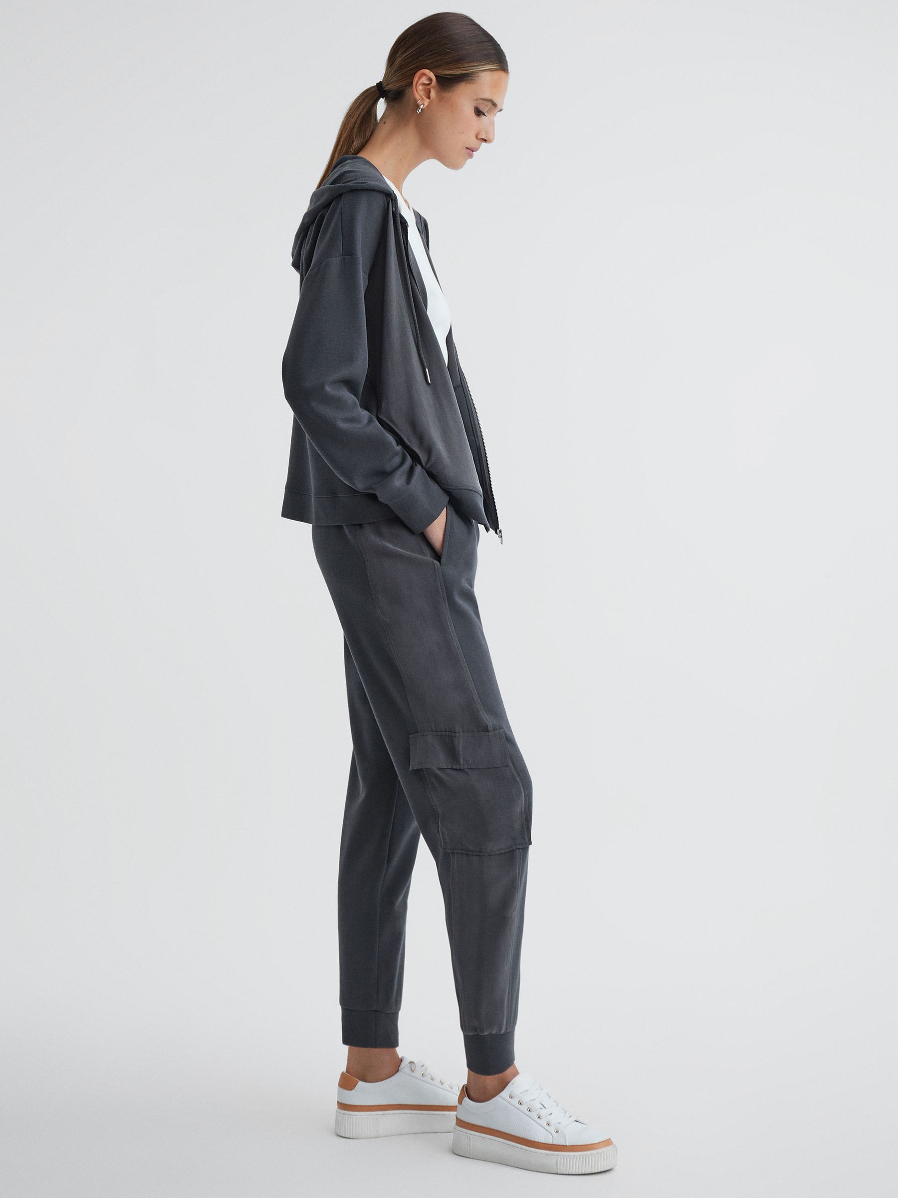 Hybrid Side Stripe Drawstring Joggers in Charcoal - Image 4 of 5