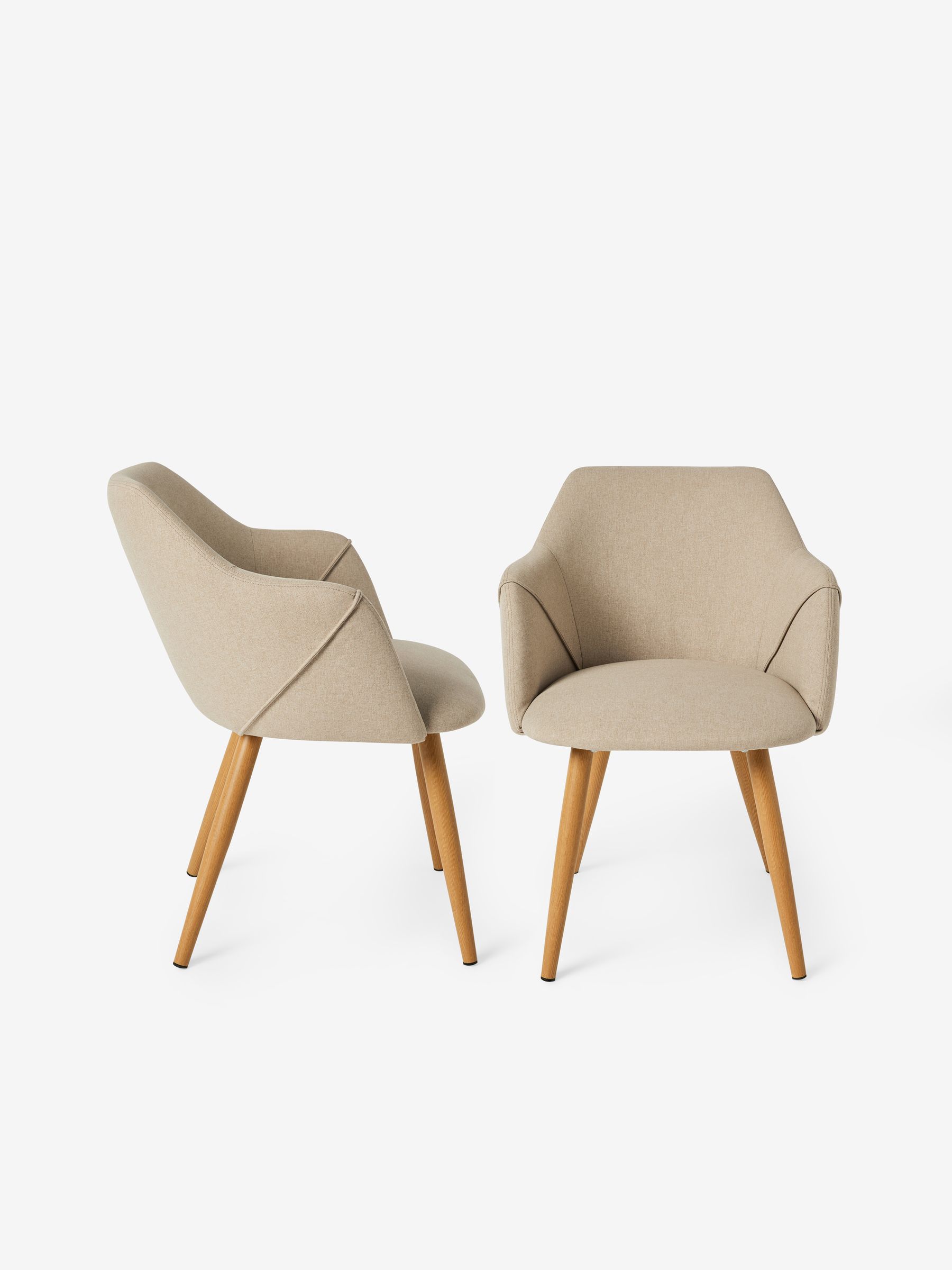 Set of 2 Lule Arm Dining Chairs in Ecru Marl and Oak Legs - Image 2 of 3