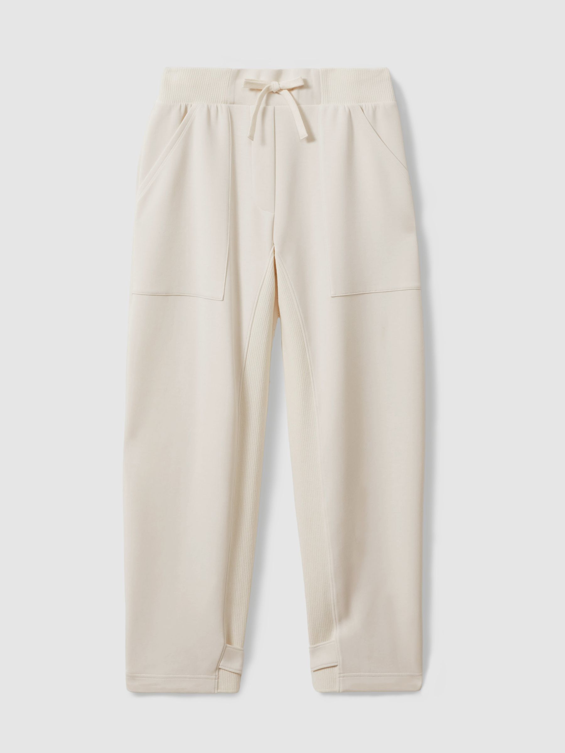 Tapered Drawstring Joggers in Cream - Image 2 of 5
