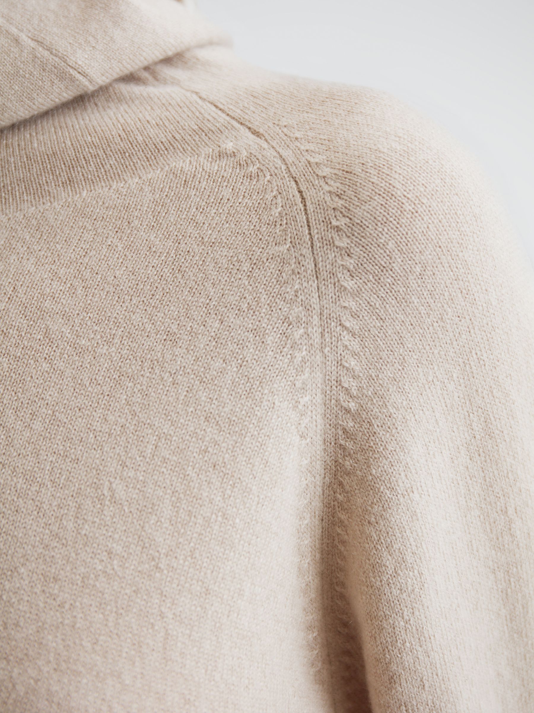 Relaxed Cashmere Roll Neck Top in Stone - Image 3 of 5