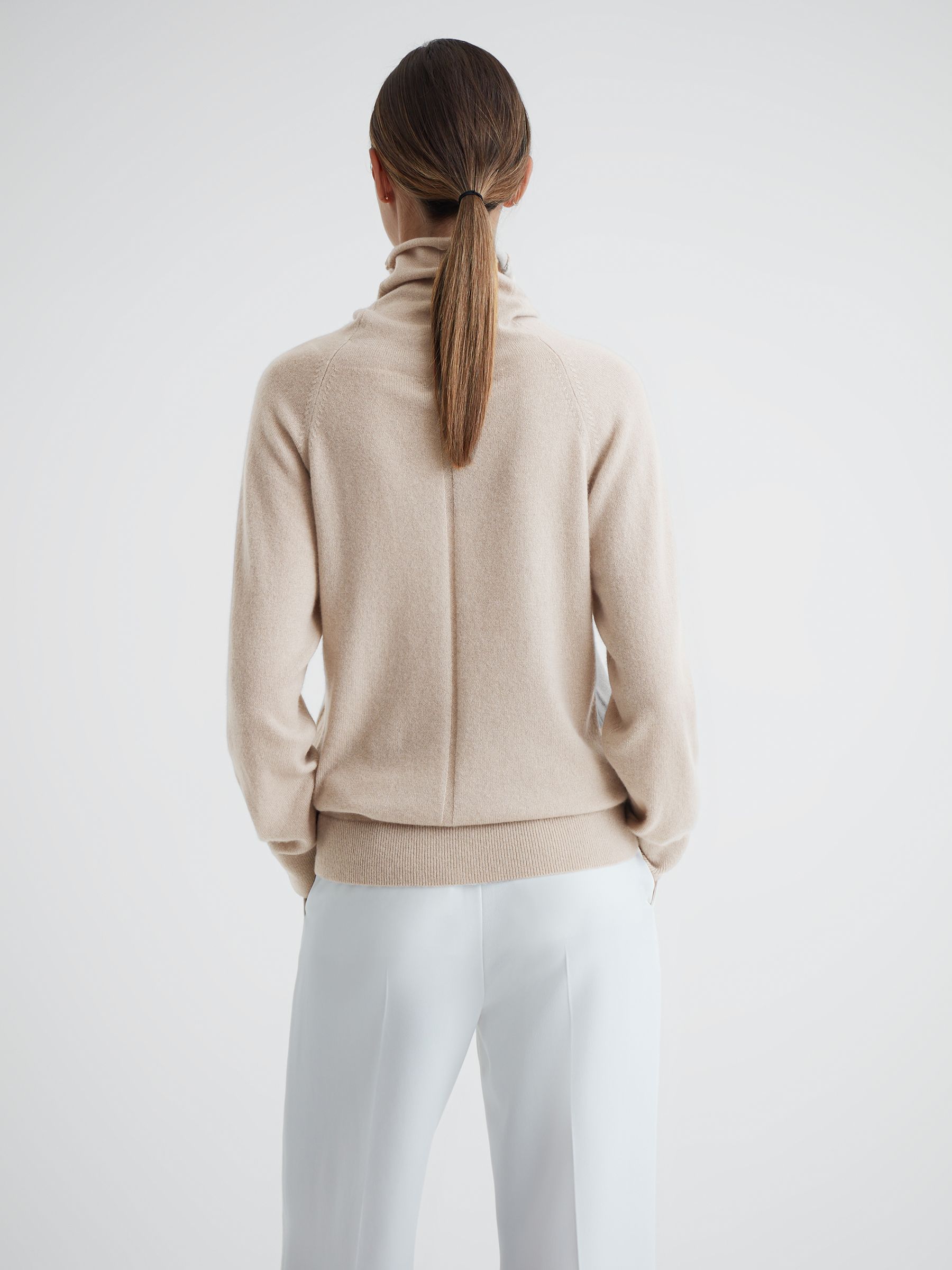 Relaxed Cashmere Roll Neck Top in Stone - Image 5 of 5