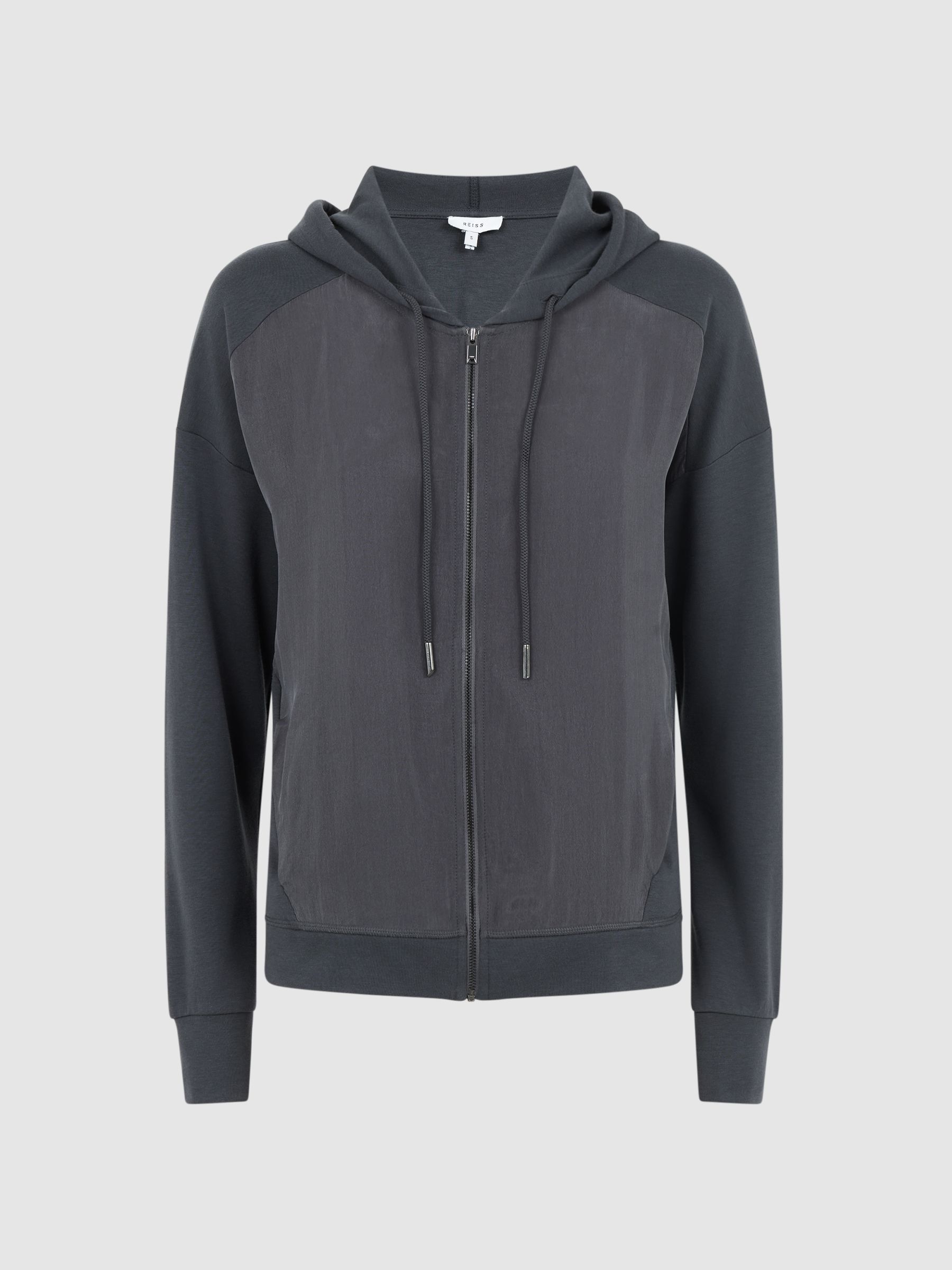 Hybrid Zip-Through Hoodie in Charcoal - Image 2 of 4