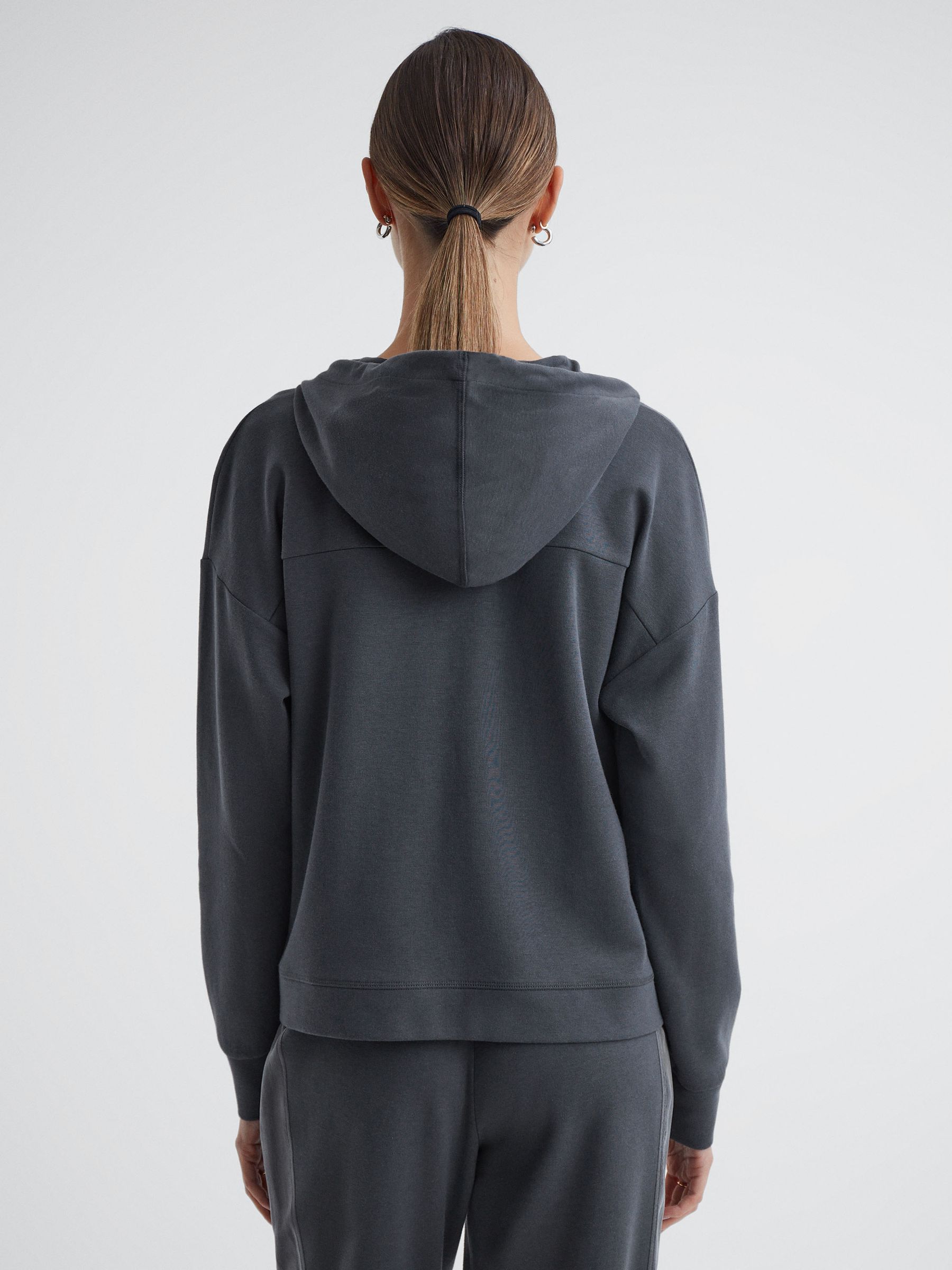 Hybrid Zip-Through Hoodie in Charcoal - Image 4 of 4