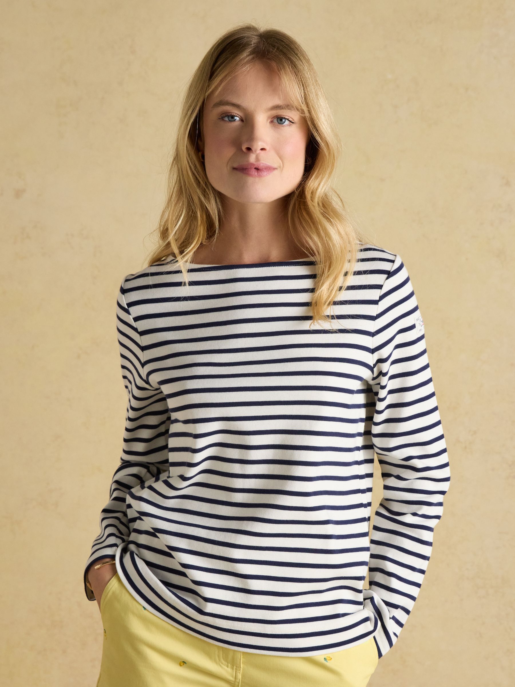 Harbour Cream & Navy Striped Boat Neck Breton Top - Image 1 of 8