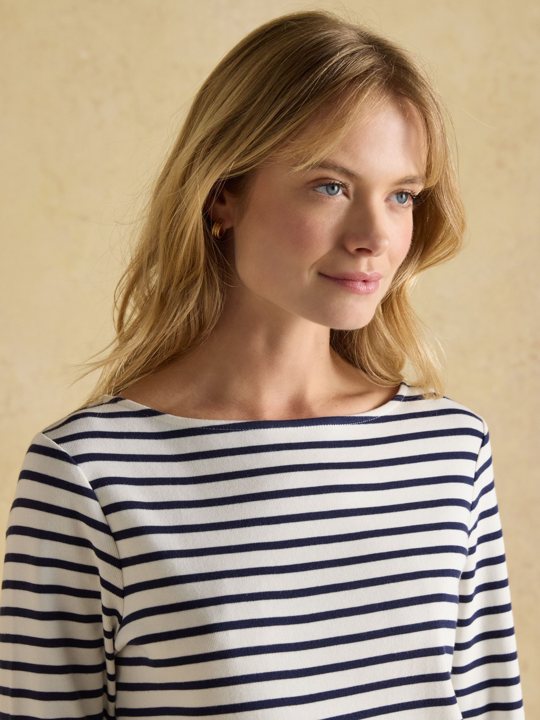 Harbour Cream & Navy Striped Boat Neck Breton Top - Image 3 of 8