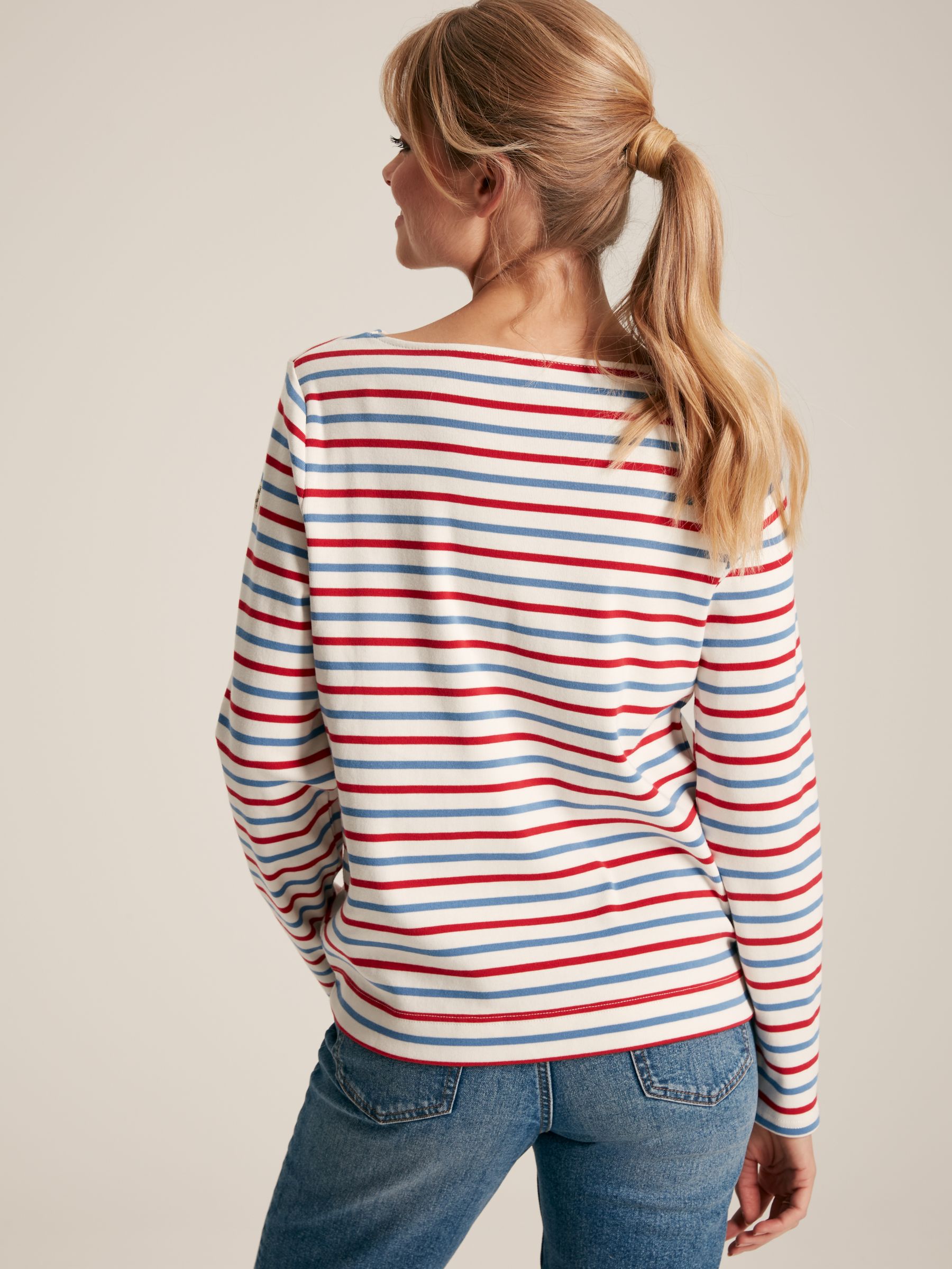 New Harbour Red & Blue Striped Boat Neck Breton Top - Image 2 of 6