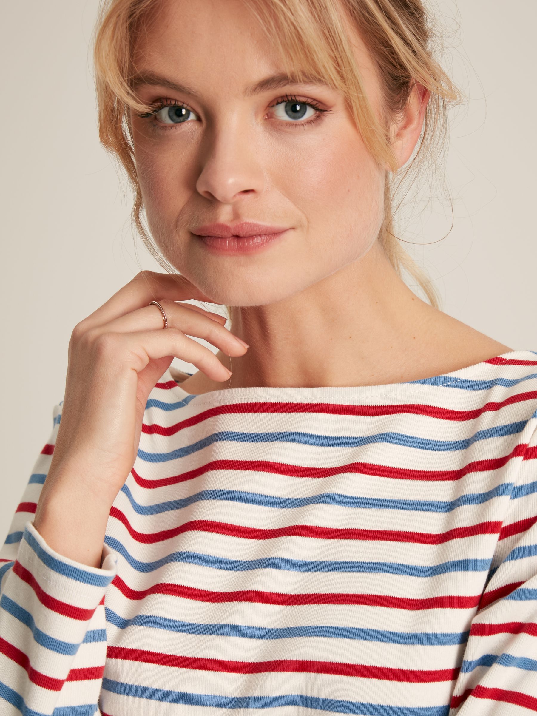 New Harbour Red & Blue Striped Boat Neck Breton Top - Image 4 of 6