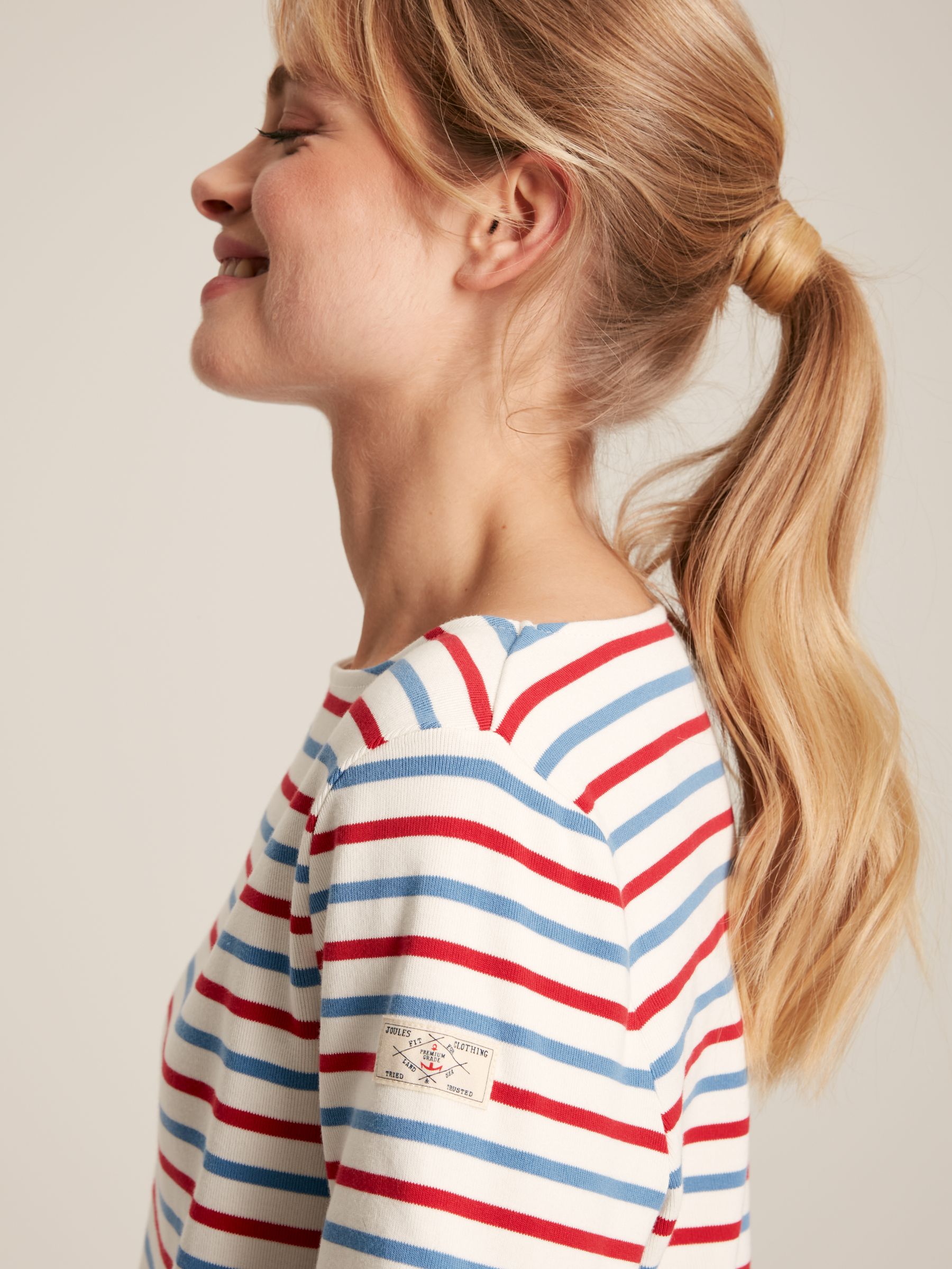 New Harbour Red & Blue Striped Boat Neck Breton Top - Image 5 of 6