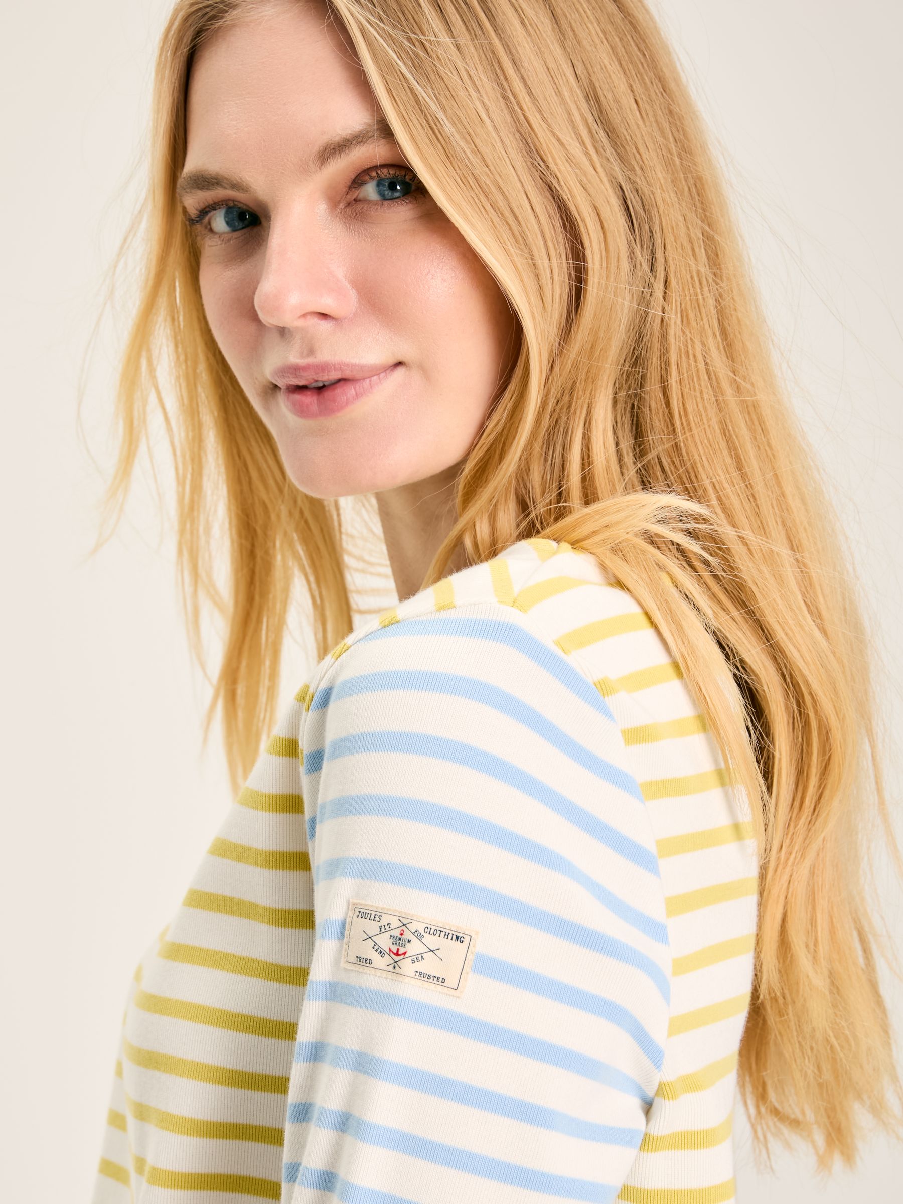New Harbour Yellow & Blue Striped Boat Neck Breton Top - Image 4 of 7