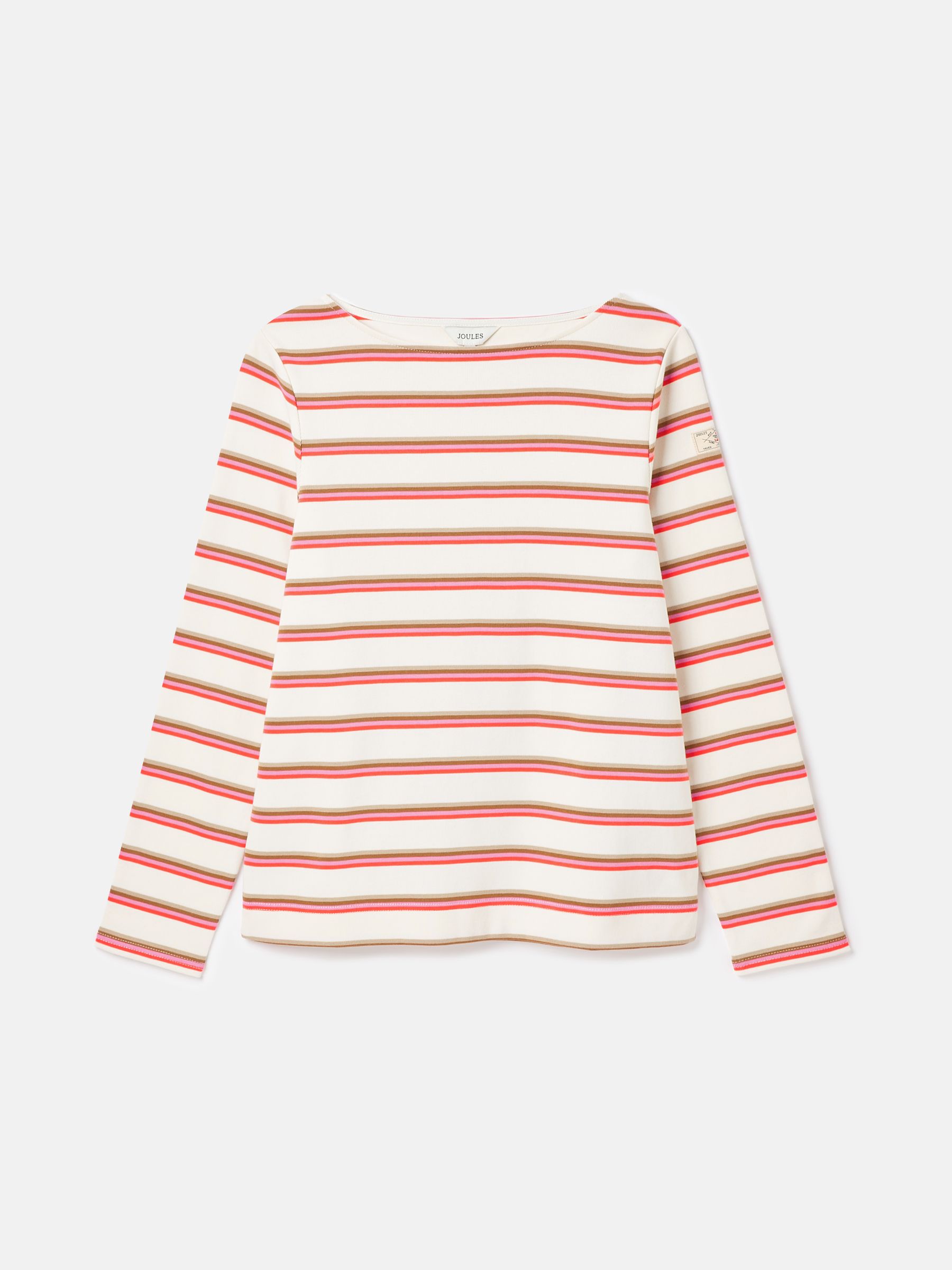 New Harbour Pink & Tan Striped Boat Neck Breton Top - Image 6 of 6