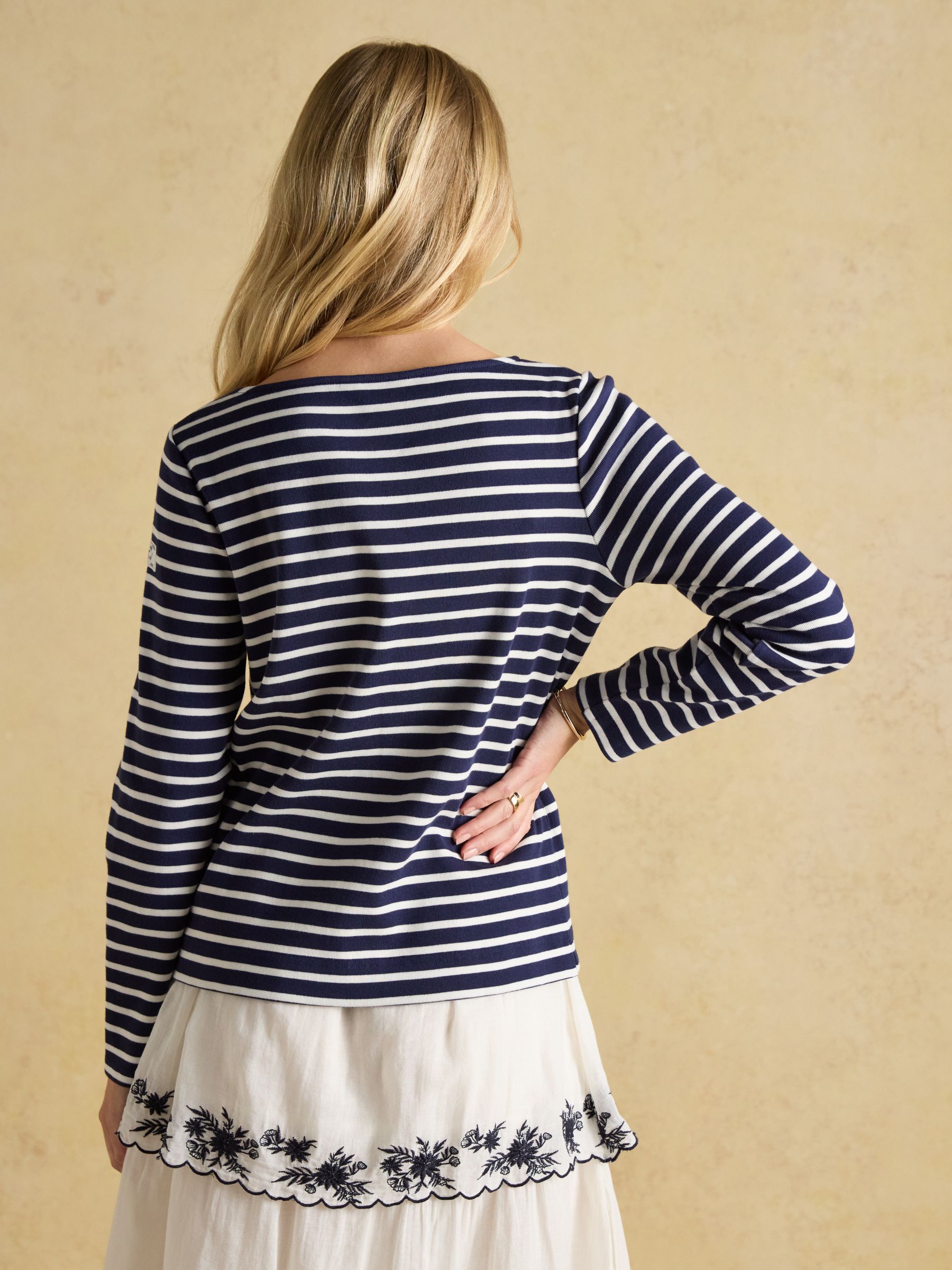 Harbour Navy & White Striped Boat Neck Breton Top - Image 2 of 8