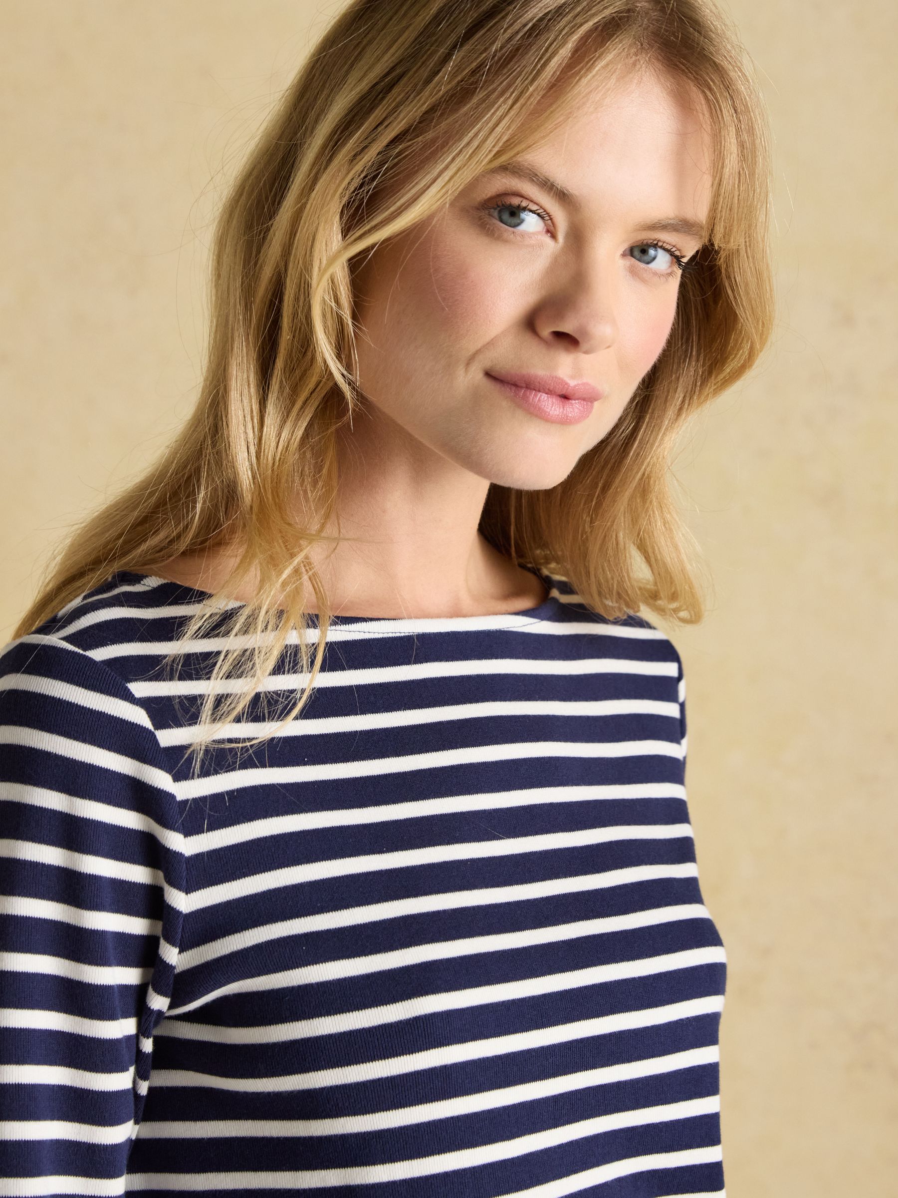 Harbour Navy & White Striped Boat Neck Breton Top - Image 3 of 8