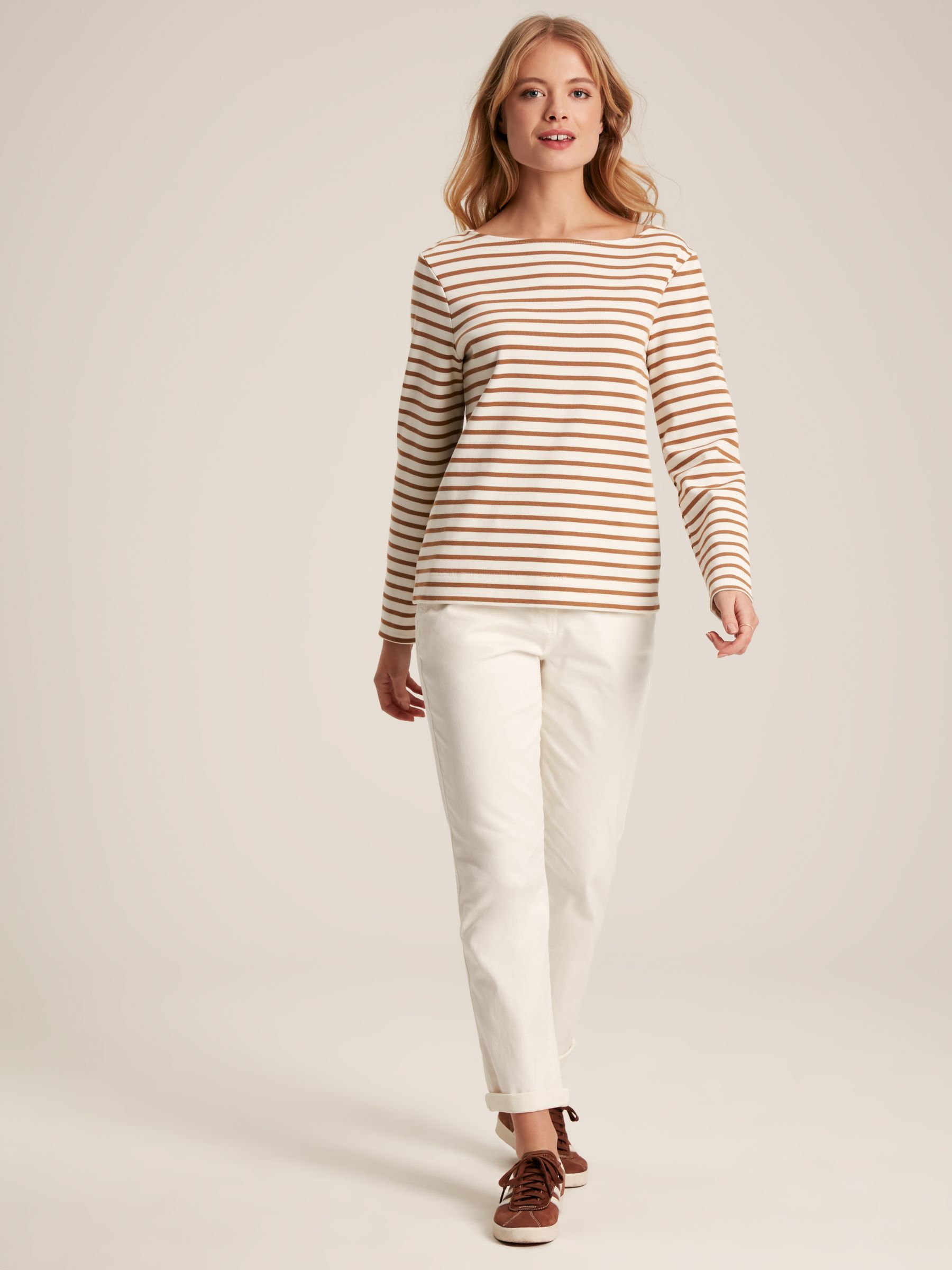 New Harbour Cream & Tan Striped Boat Neck Breton Top - Image 3 of 6
