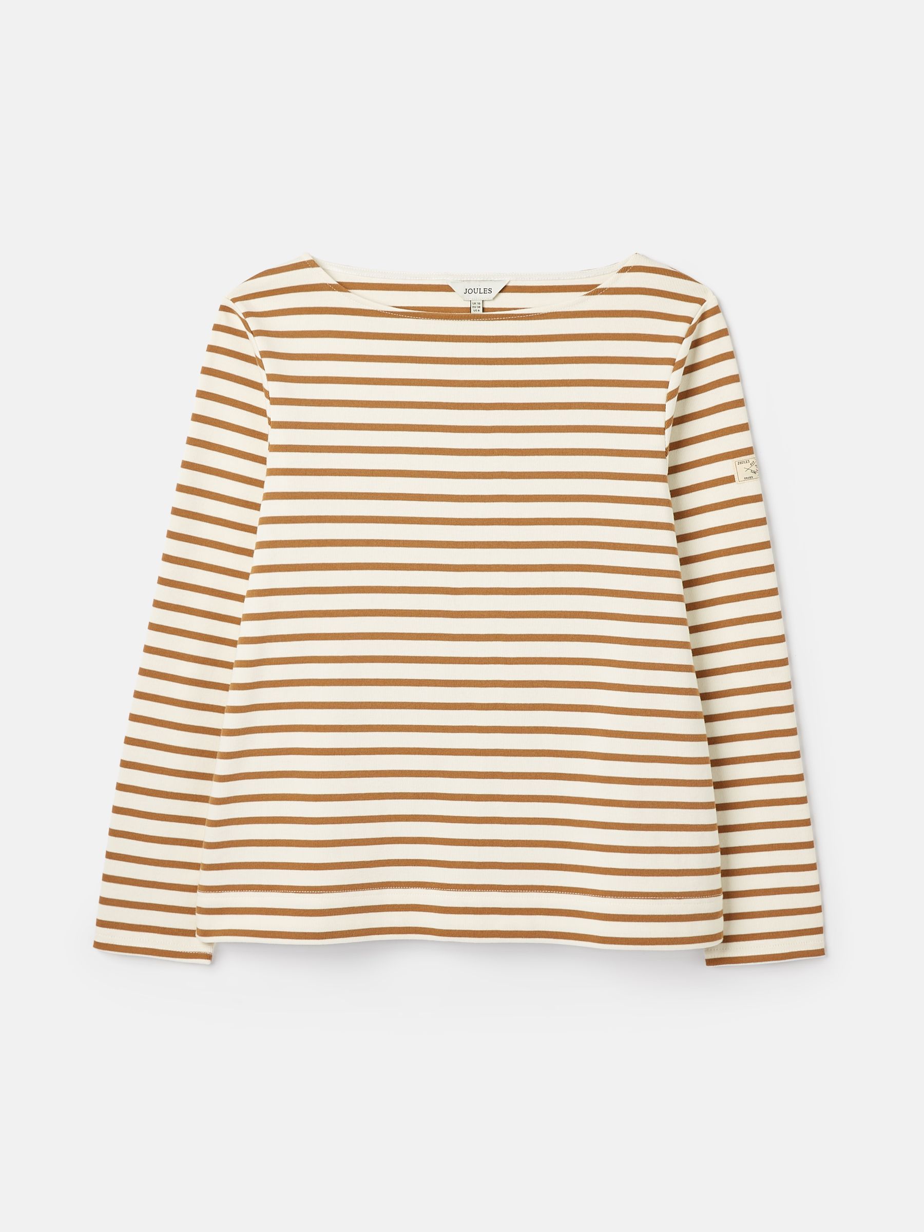New Harbour Cream & Tan Striped Boat Neck Breton Top - Image 6 of 6