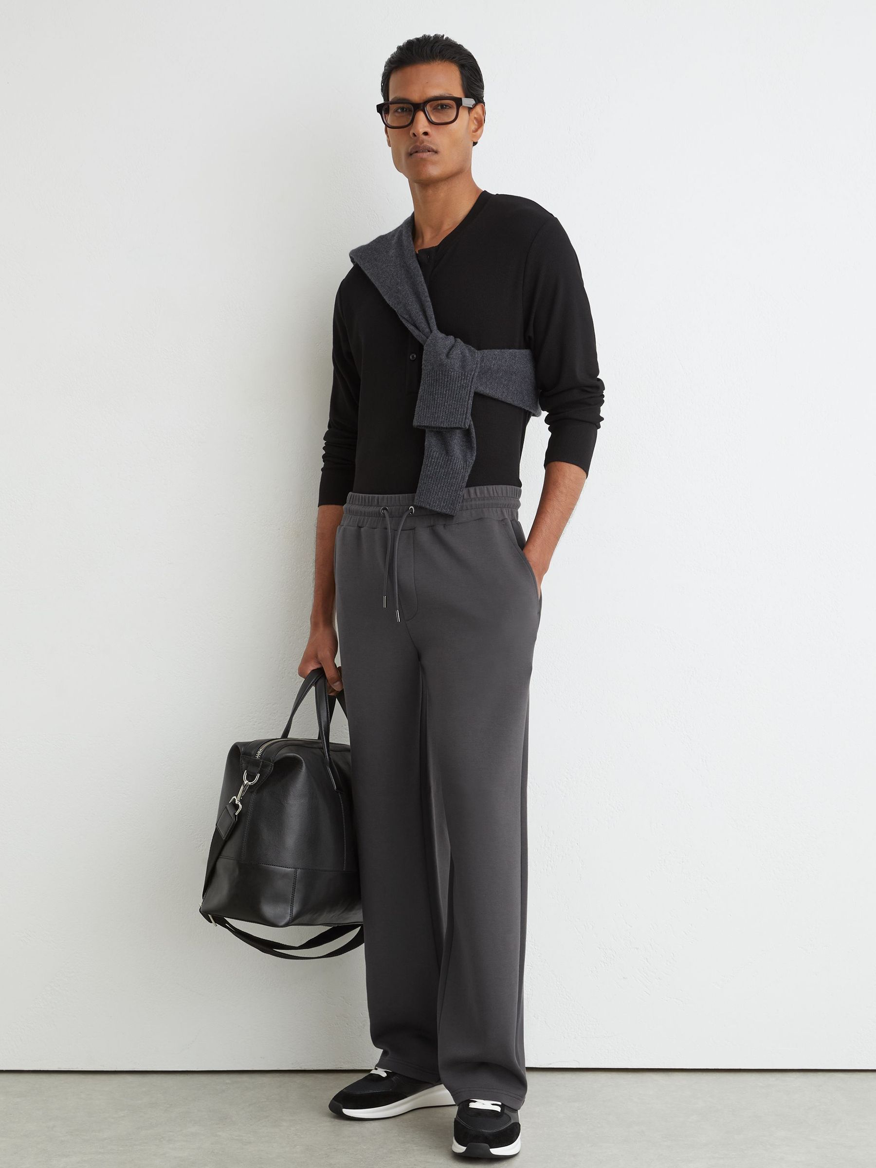 Premium Interlock Relaxed-Fit Joggers in Charcoal Grey - Image 1 of 6 Premium Interlock Relaxed-Fit Joggers in Charcoal Grey - Image 1 of 6