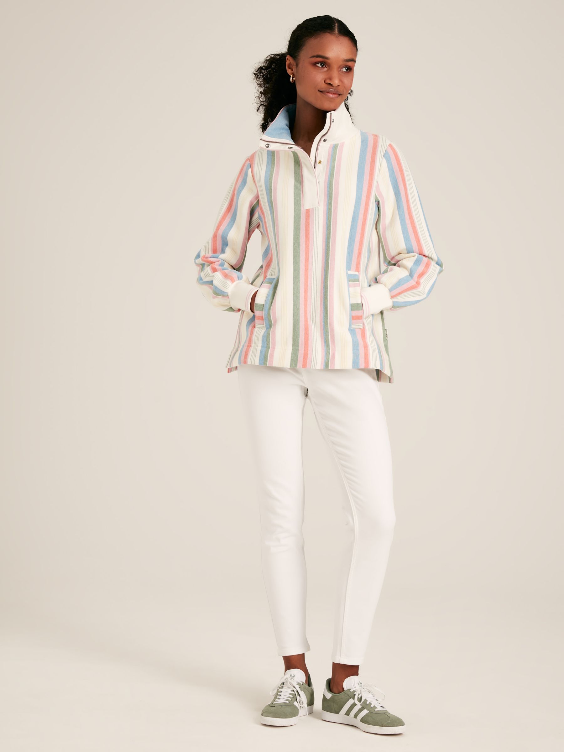 Burnham Multi Stripe Funnel Neck Quarter Zip Sweatshirt - Image 3 of 7