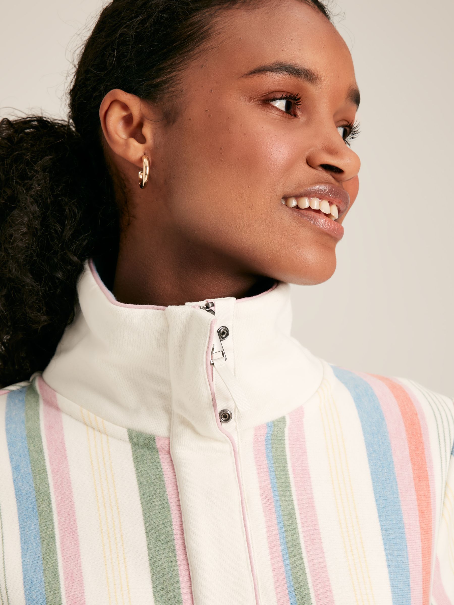 Burnham Multi Stripe Funnel Neck Quarter Zip Sweatshirt - Image 4 of 7