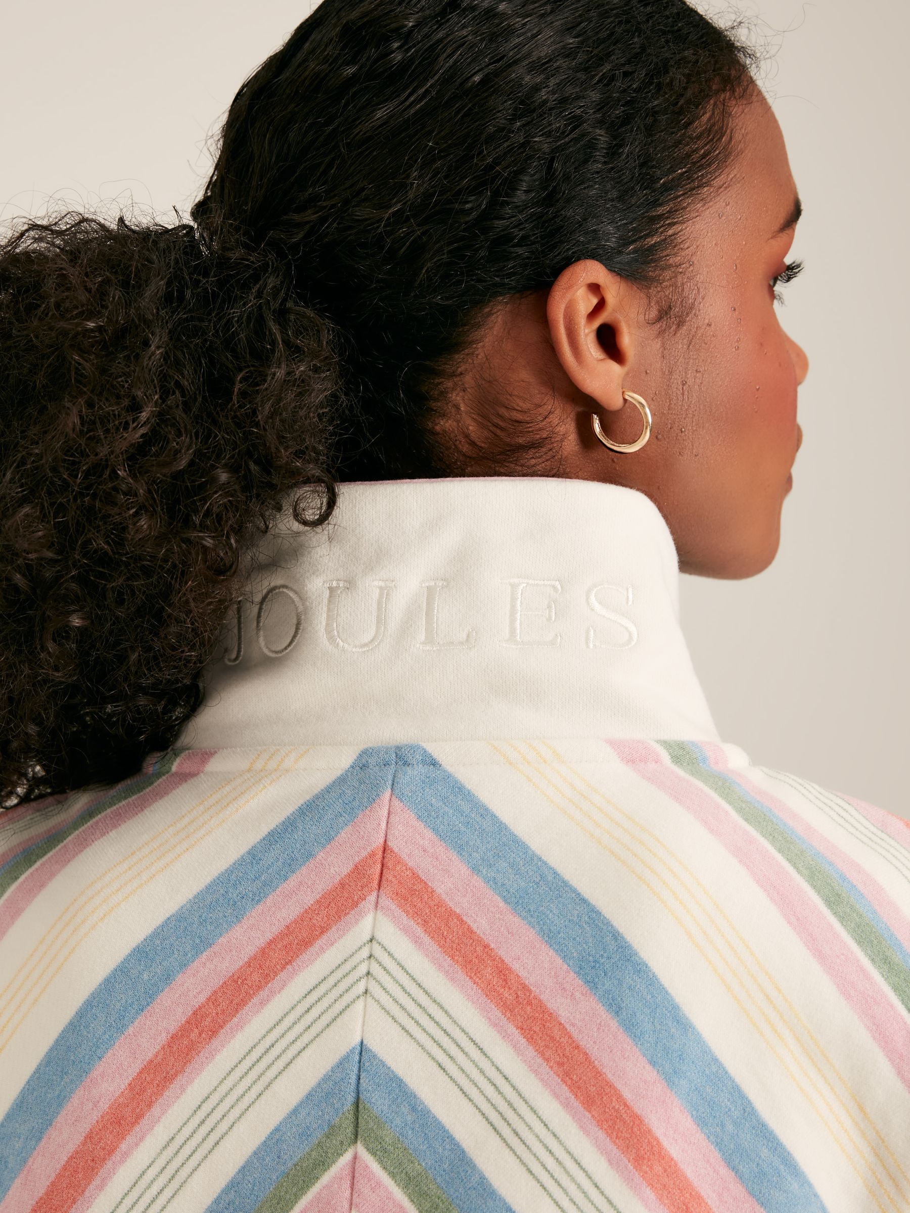Burnham Multi Stripe Funnel Neck Quarter Zip Sweatshirt - Image 5 of 7