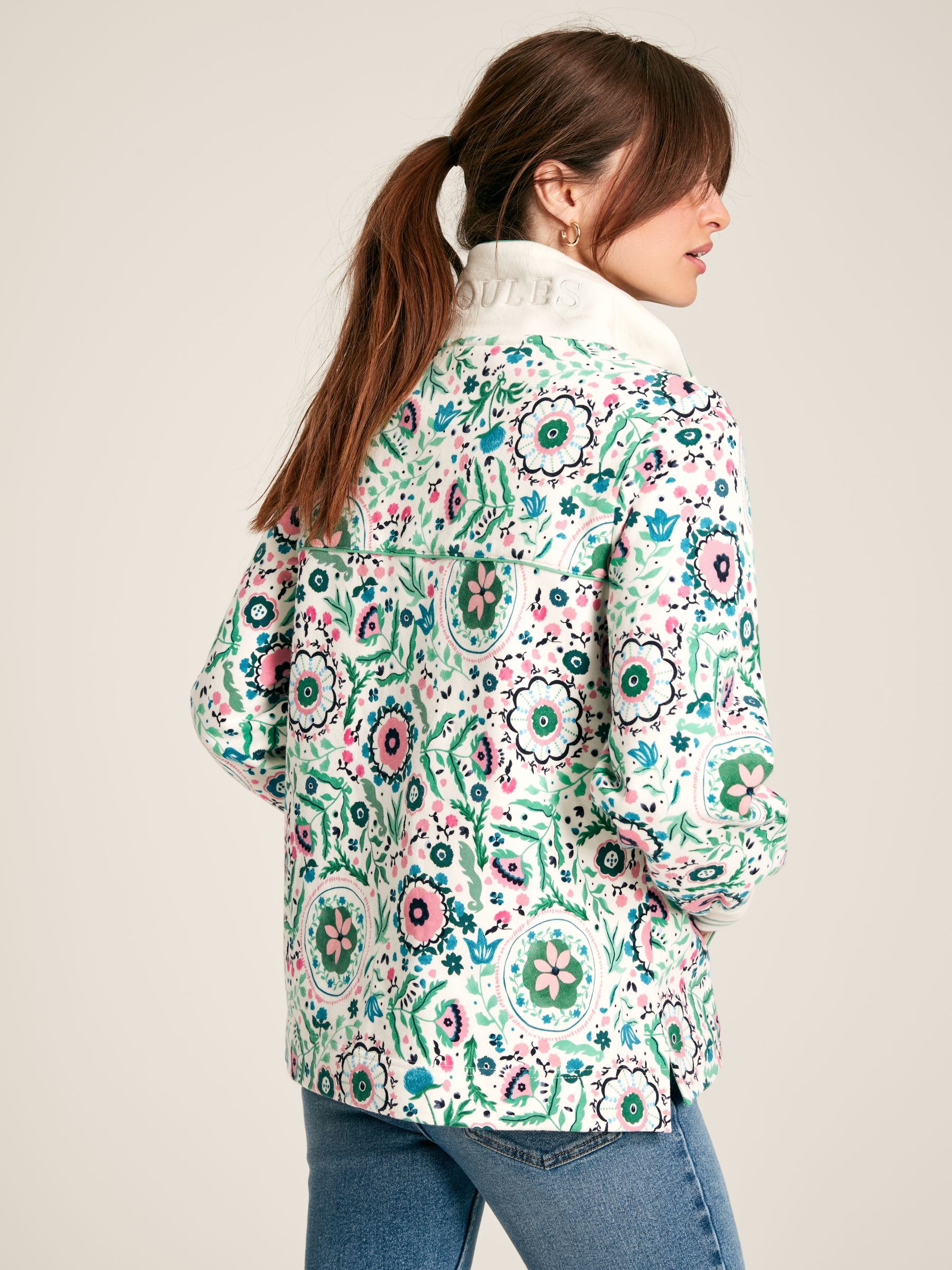 Burnham Floral Funnel Neck Quarter Zip Sweatshirt - Image 2 of 7