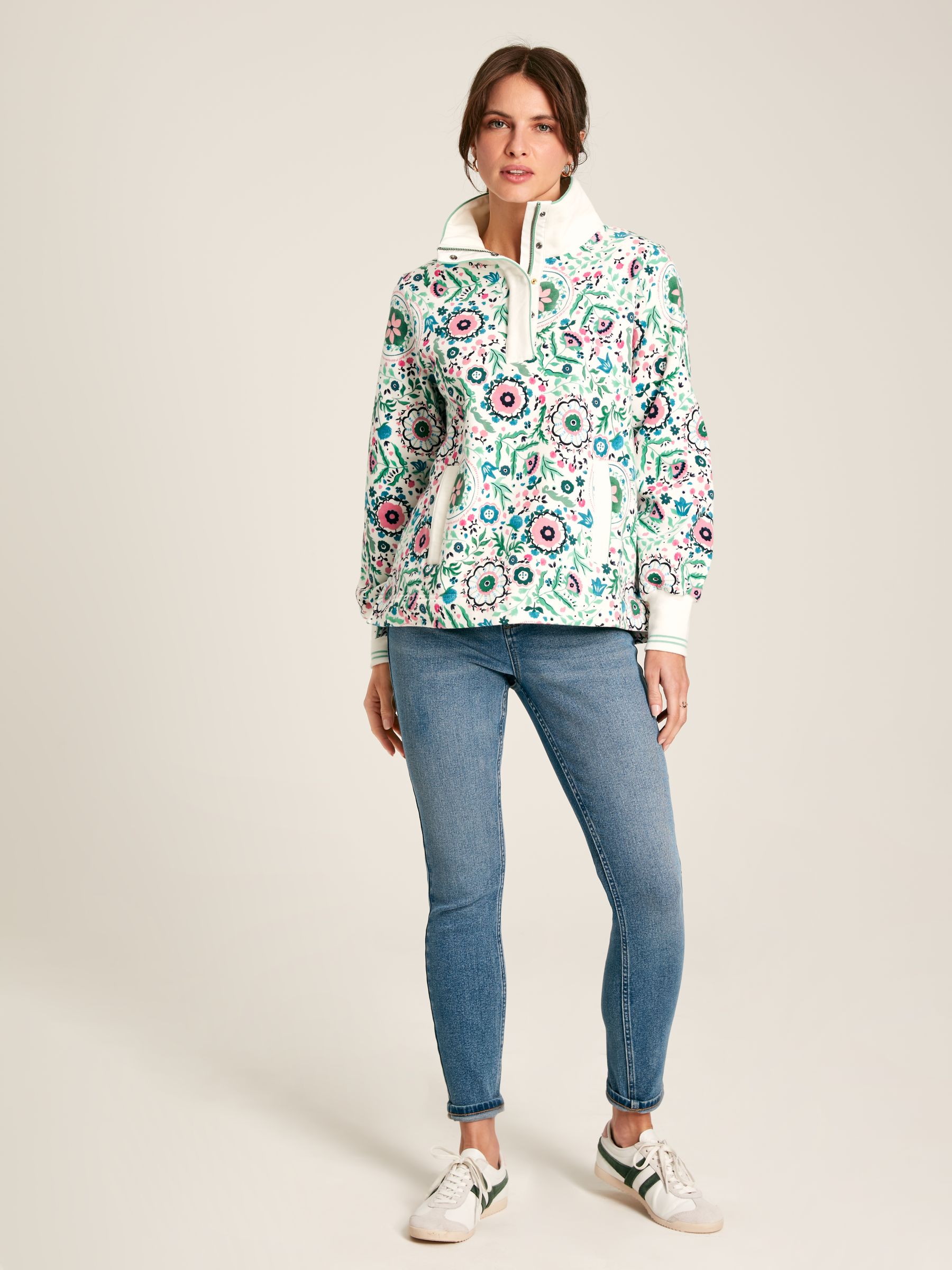 Burnham Floral Funnel Neck Quarter Zip Sweatshirt - Image 3 of 7