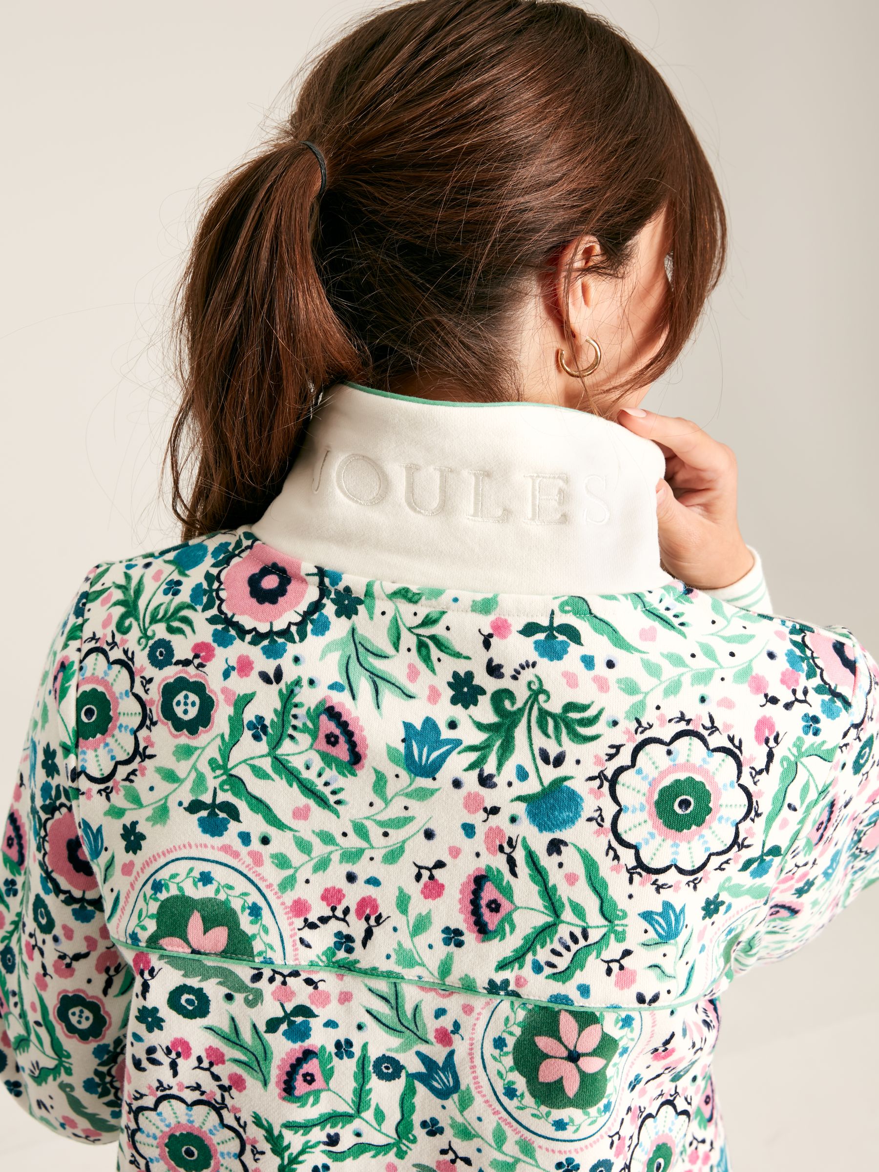 Burnham Floral Funnel Neck Quarter Zip Sweatshirt - Image 5 of 7