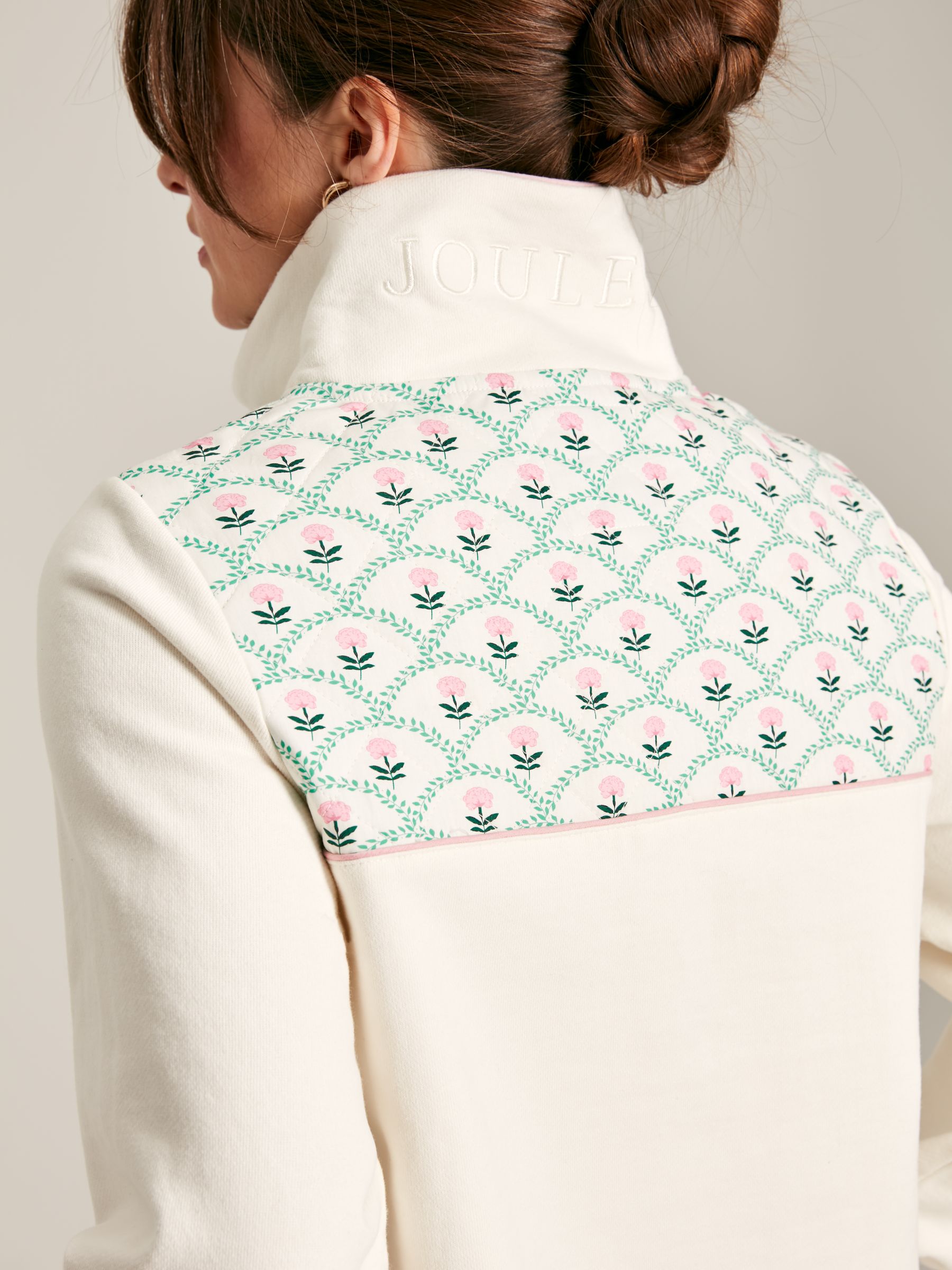 Burnham Cream Funnel Neck Quarter Zip Sweatshirt | Joules