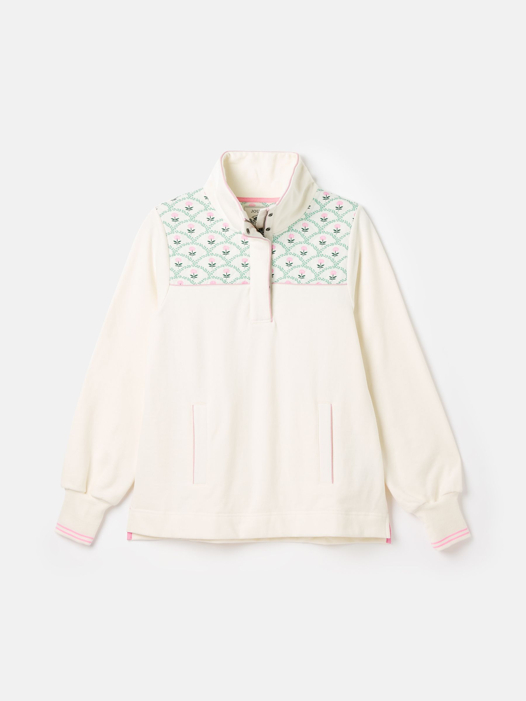 Burnham Cream Funnel Neck Quarter Zip Sweatshirt - Image 7 of 7