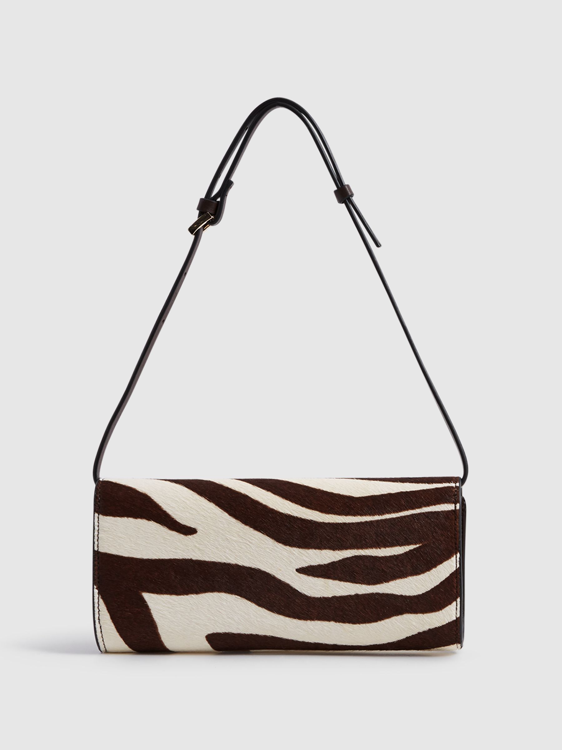 Zebra Calf Hair Baguette Bag in Mocha - Image 6 of 8