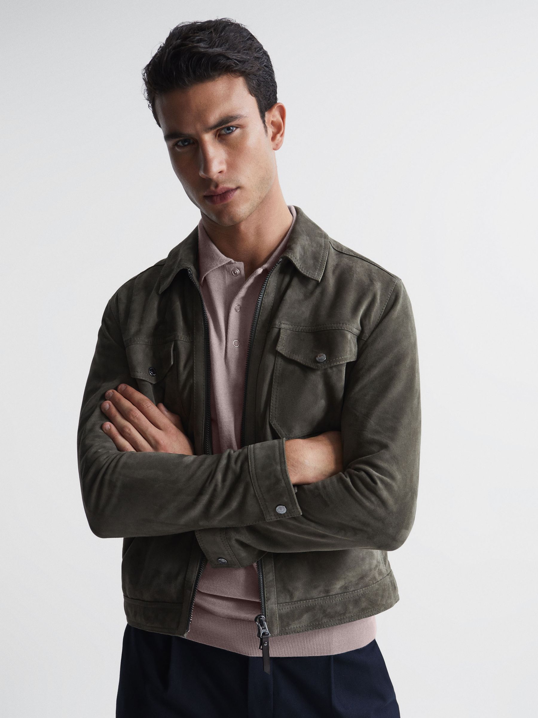 Merino Press Stud Polo T-Shirt in Stone - Image 6 of 6