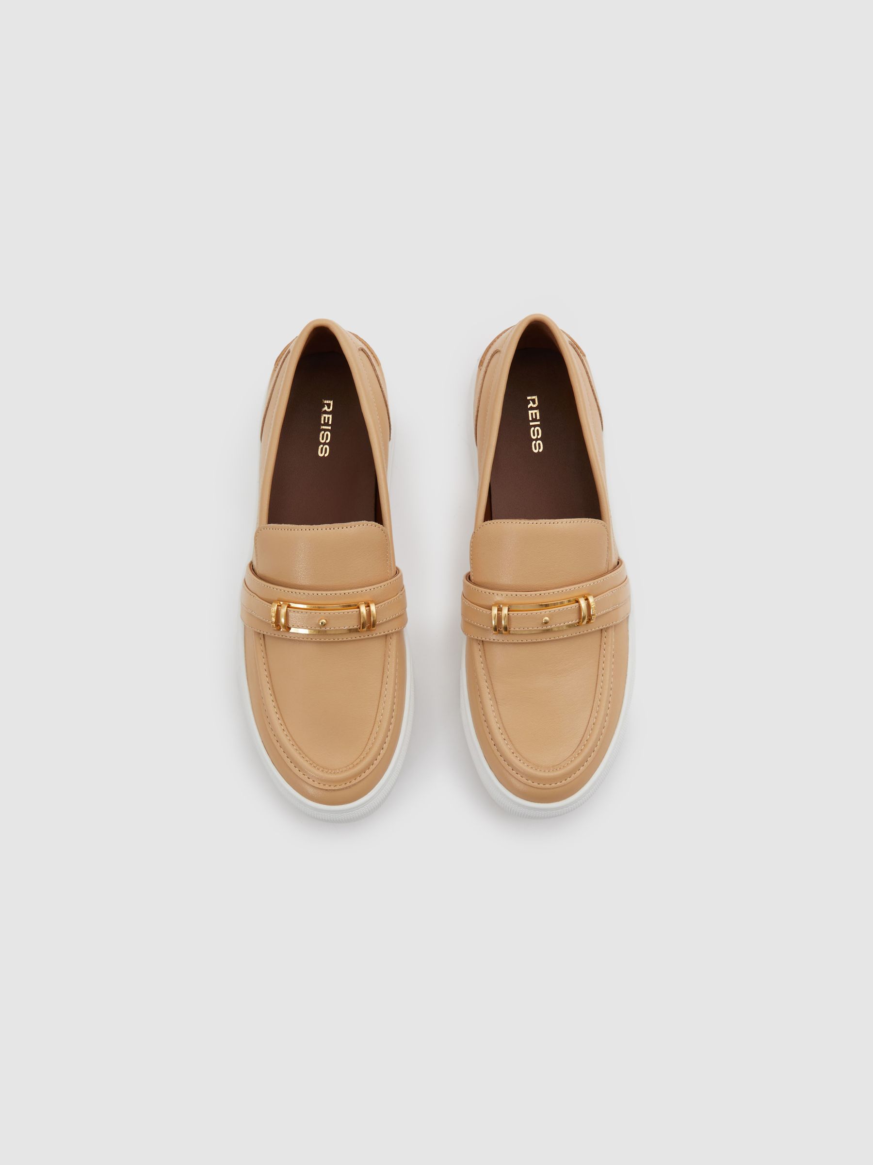 Leather Loafer Trainers in Neutral - Image 3 of 5
