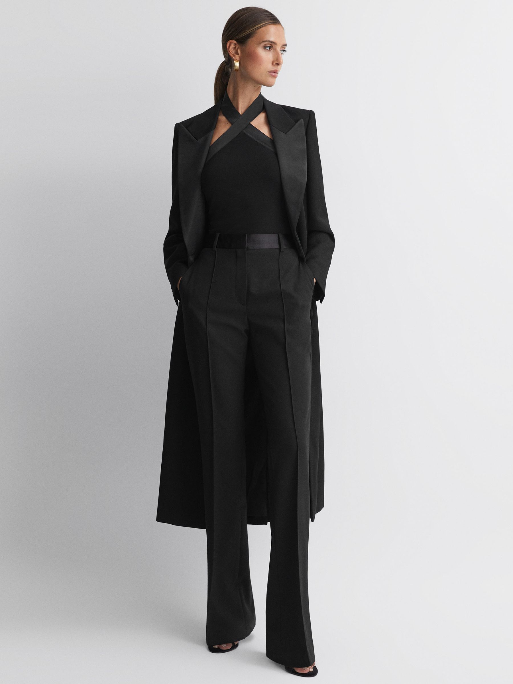 Satin Halter Neck Top in Black - Image 3 of 5