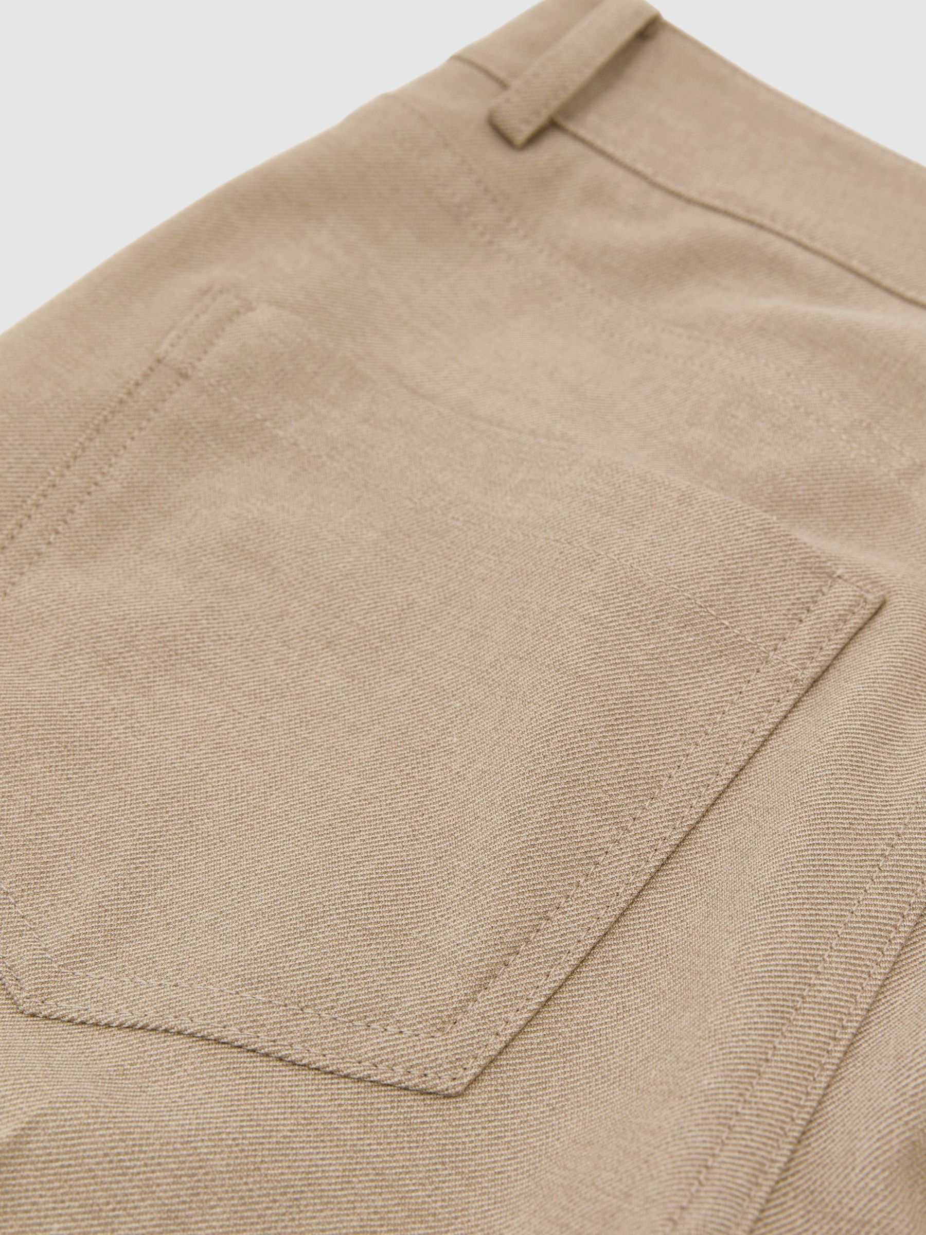 Petite Flared Twill Seam-Detail Trousers in Neutral - Image 6 of 7
