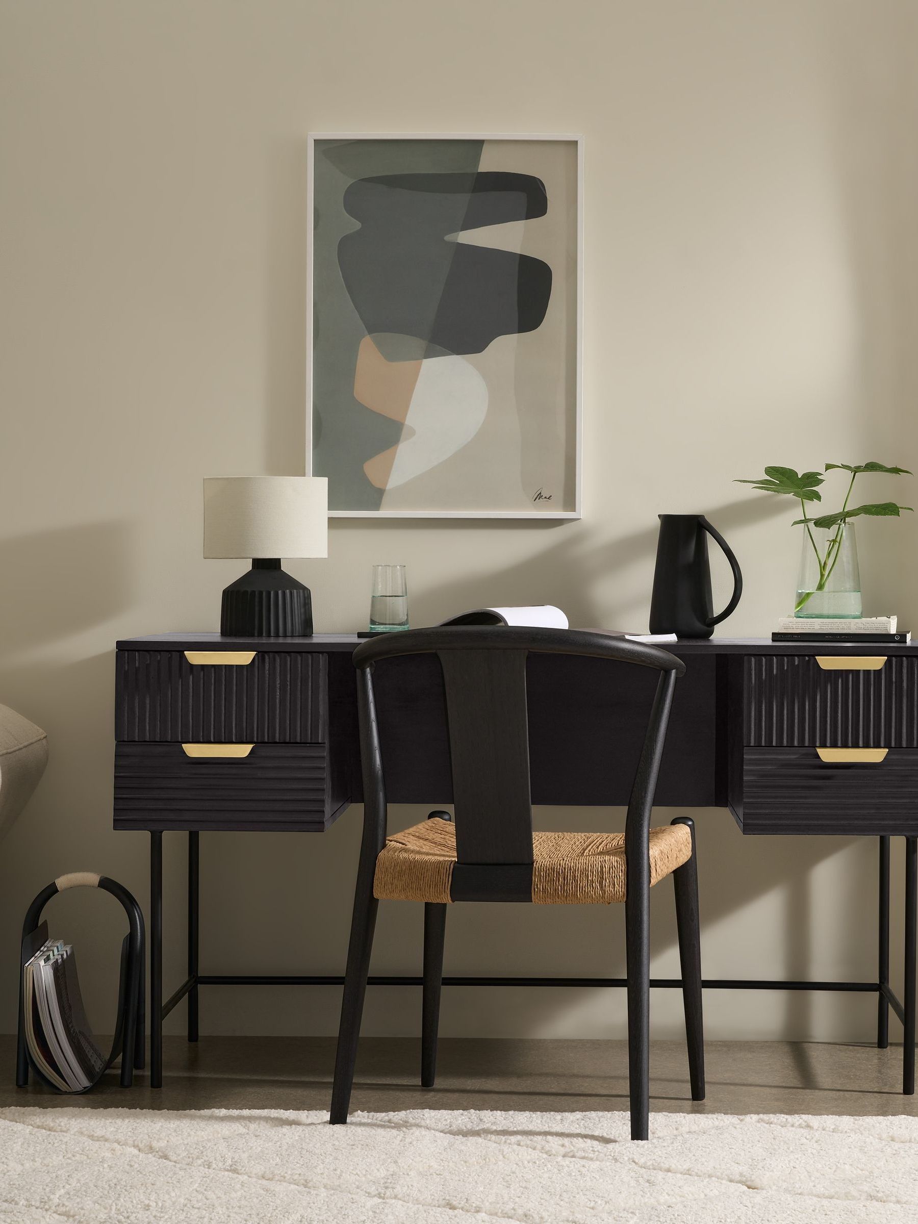 Haines Storage Desk in Black - Image 1 of 2