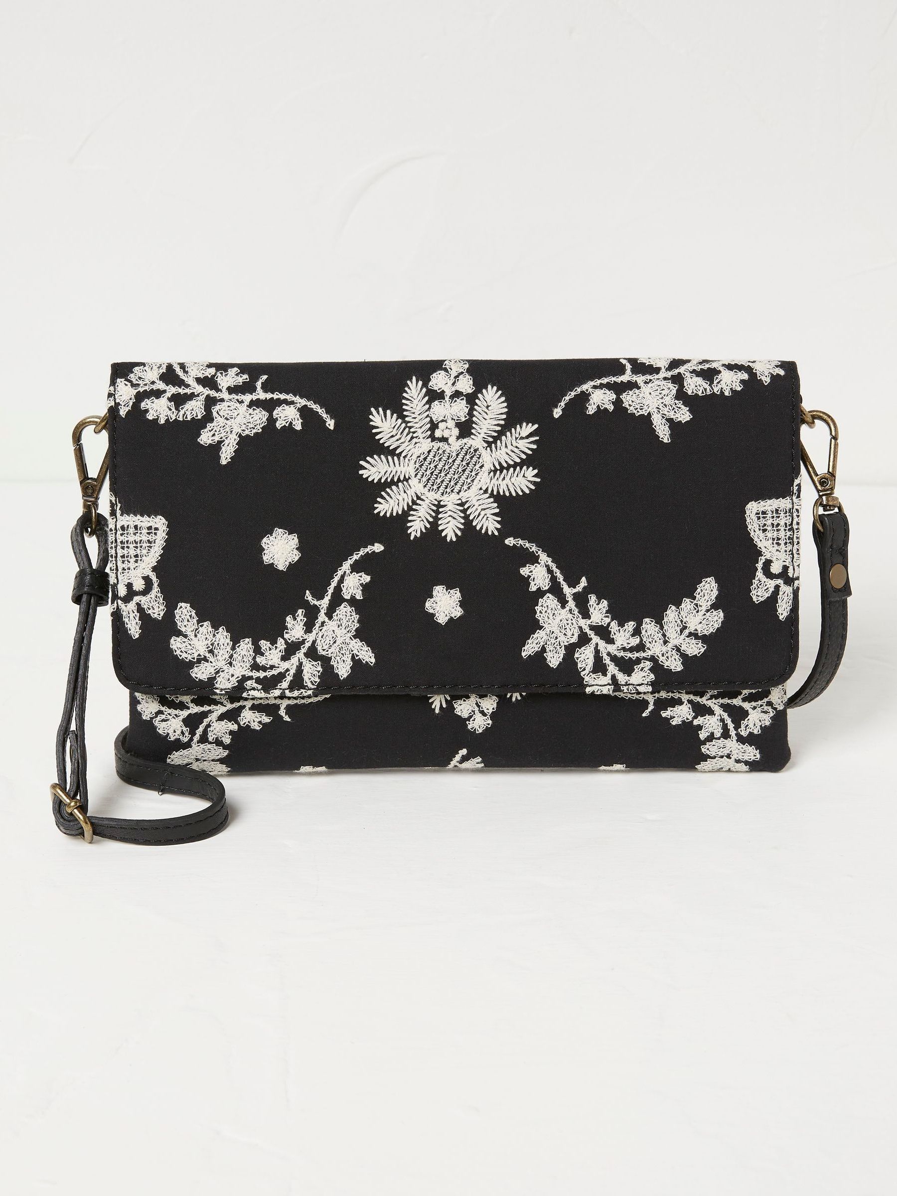 Elena Black Broderie Wristlet Bag - Image 3 of 4
