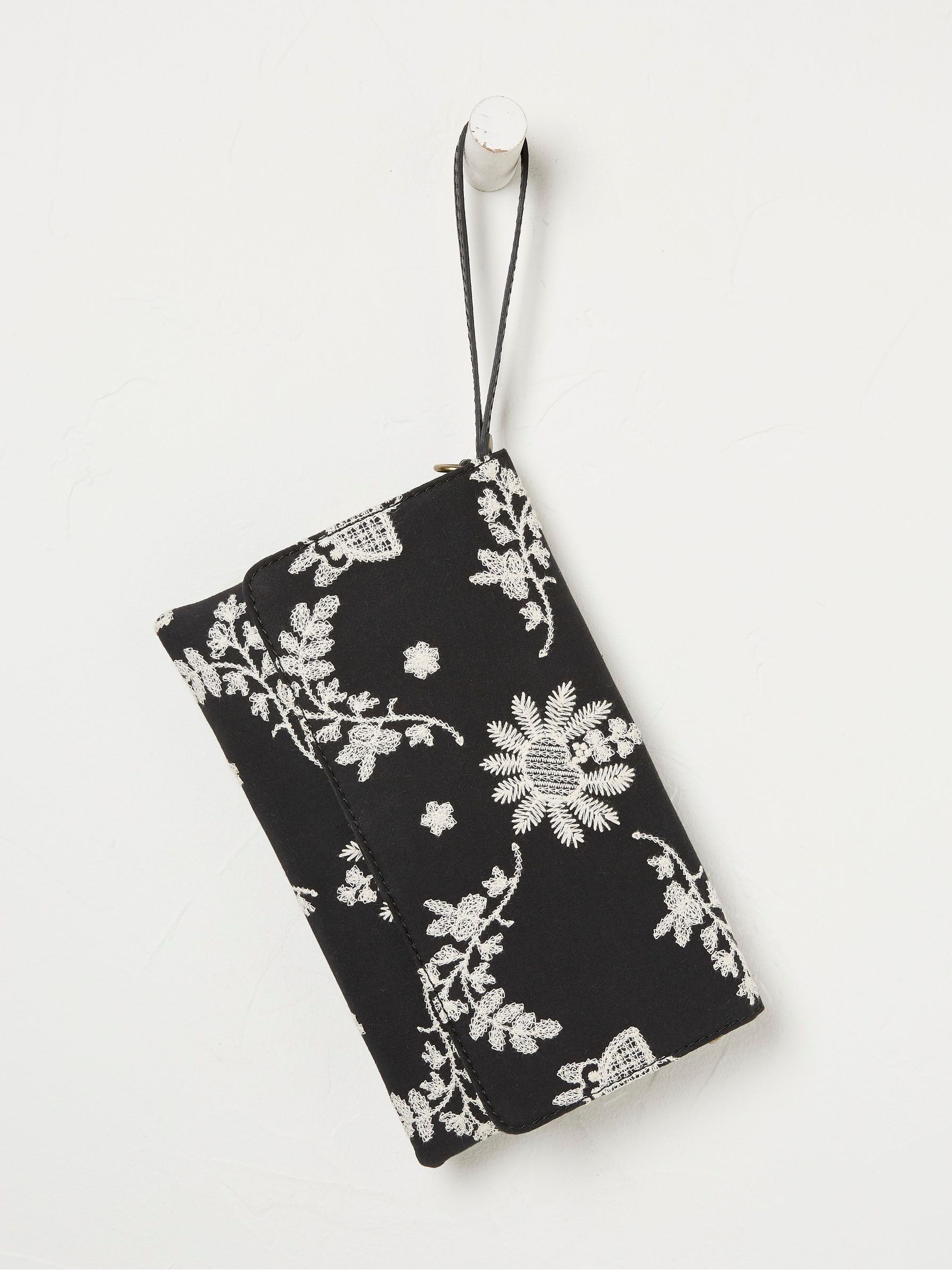 Elena Black Broderie Wristlet Bag - Image 4 of 4
