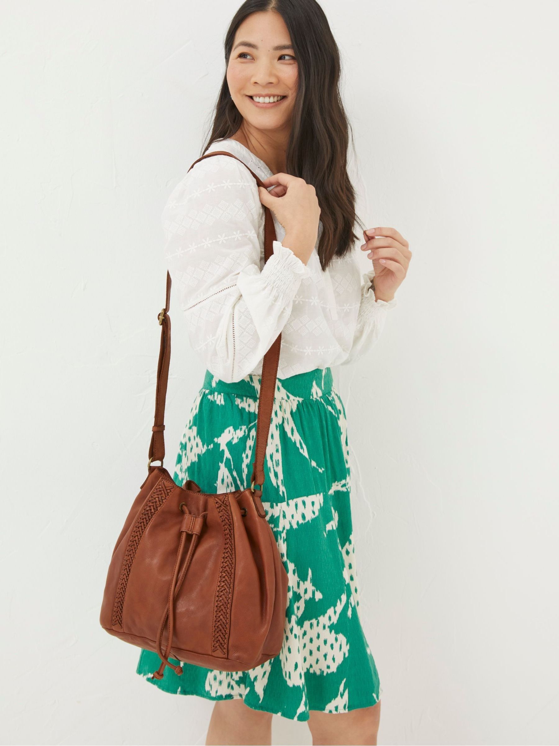 Awna Brown Leather Bucket Bag - Image 1 of 4