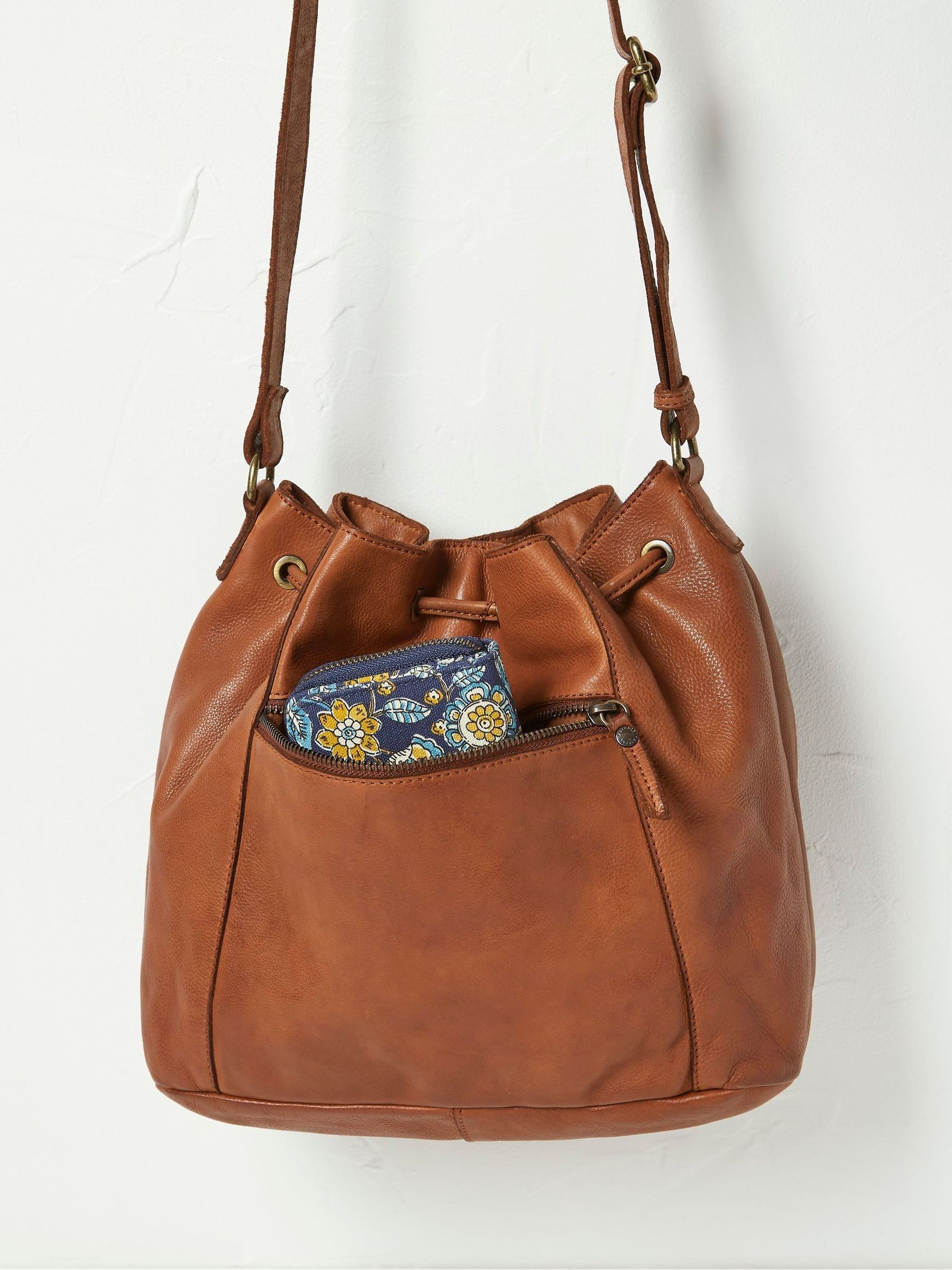 Awna Brown Leather Bucket Bag - Image 3 of 4