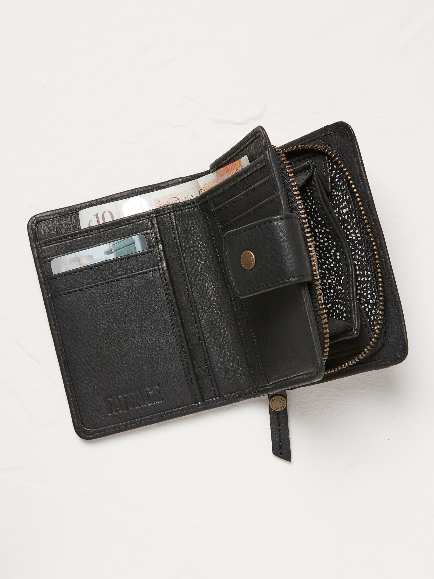 Etta Black Leather Zip Purse - Image 1 of 2 Etta Black Leather Zip Purse - Image 1 of 2
