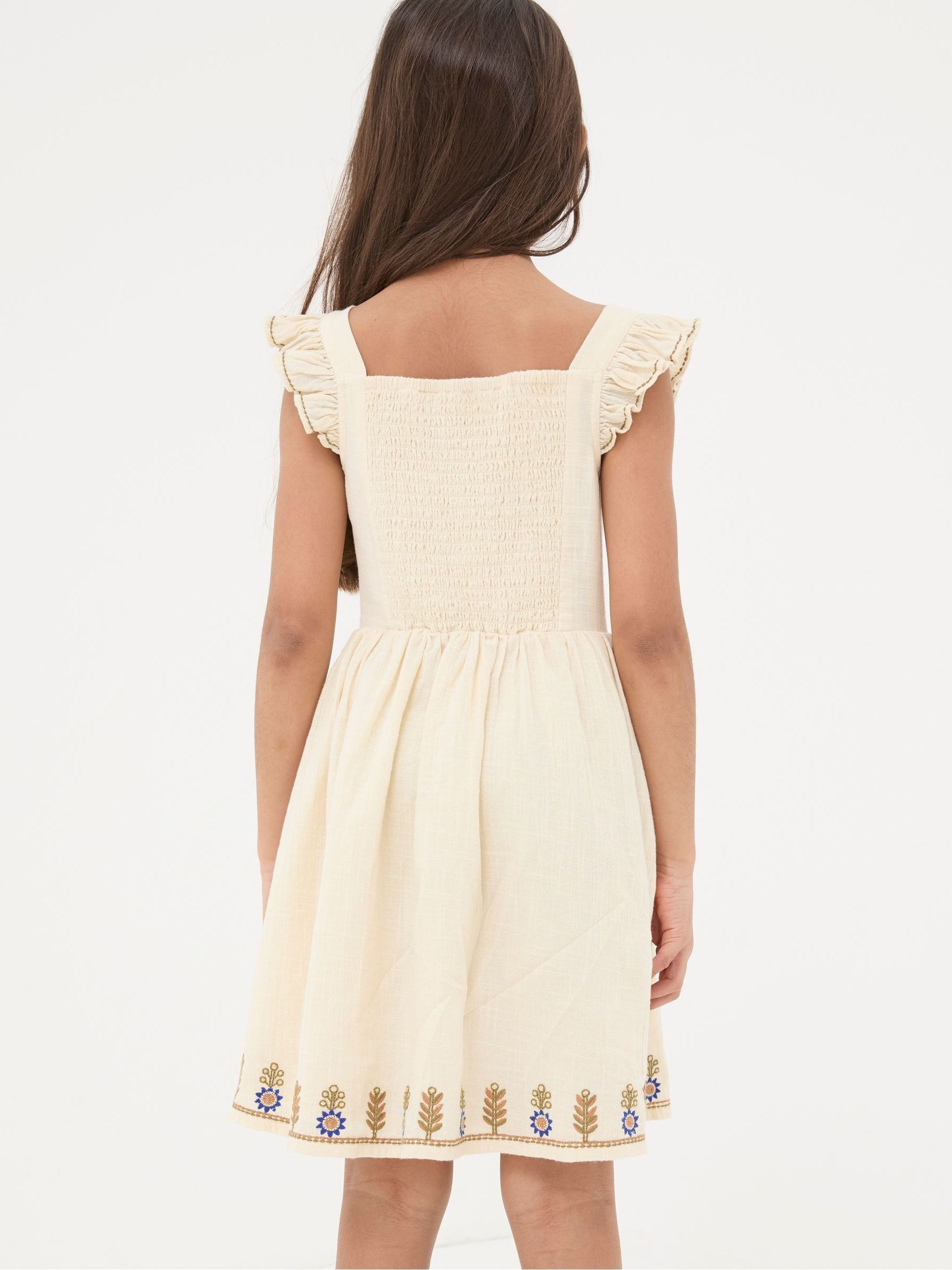 Natural Embroidered Strappy Dress - Image 2 of 6 Natural Embroidered Strappy Dress - Image 2 of 6